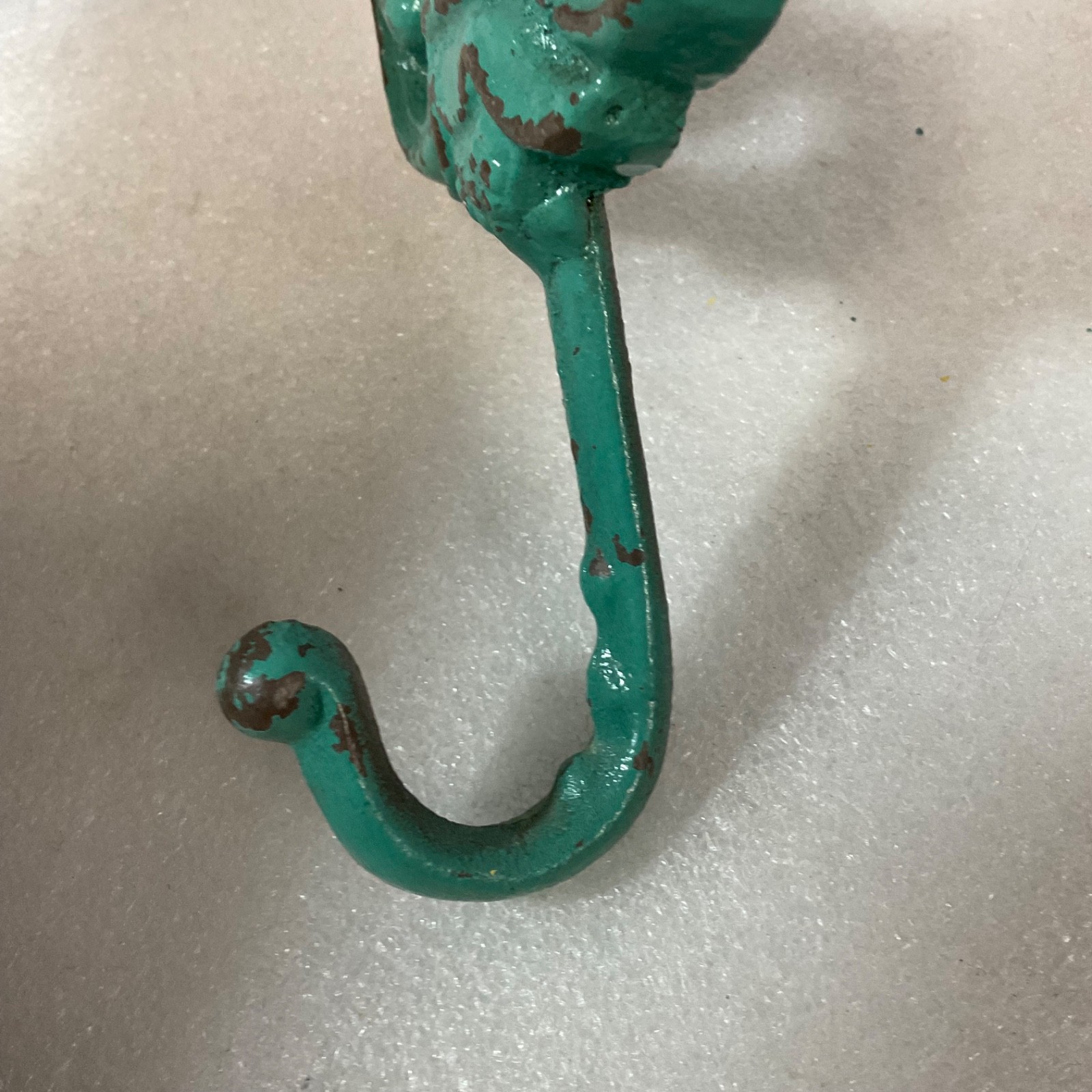 Turquoise Cast Iron Fleur De Lis Wall Hook 7.5in Decorative Coat Hook - Image 4