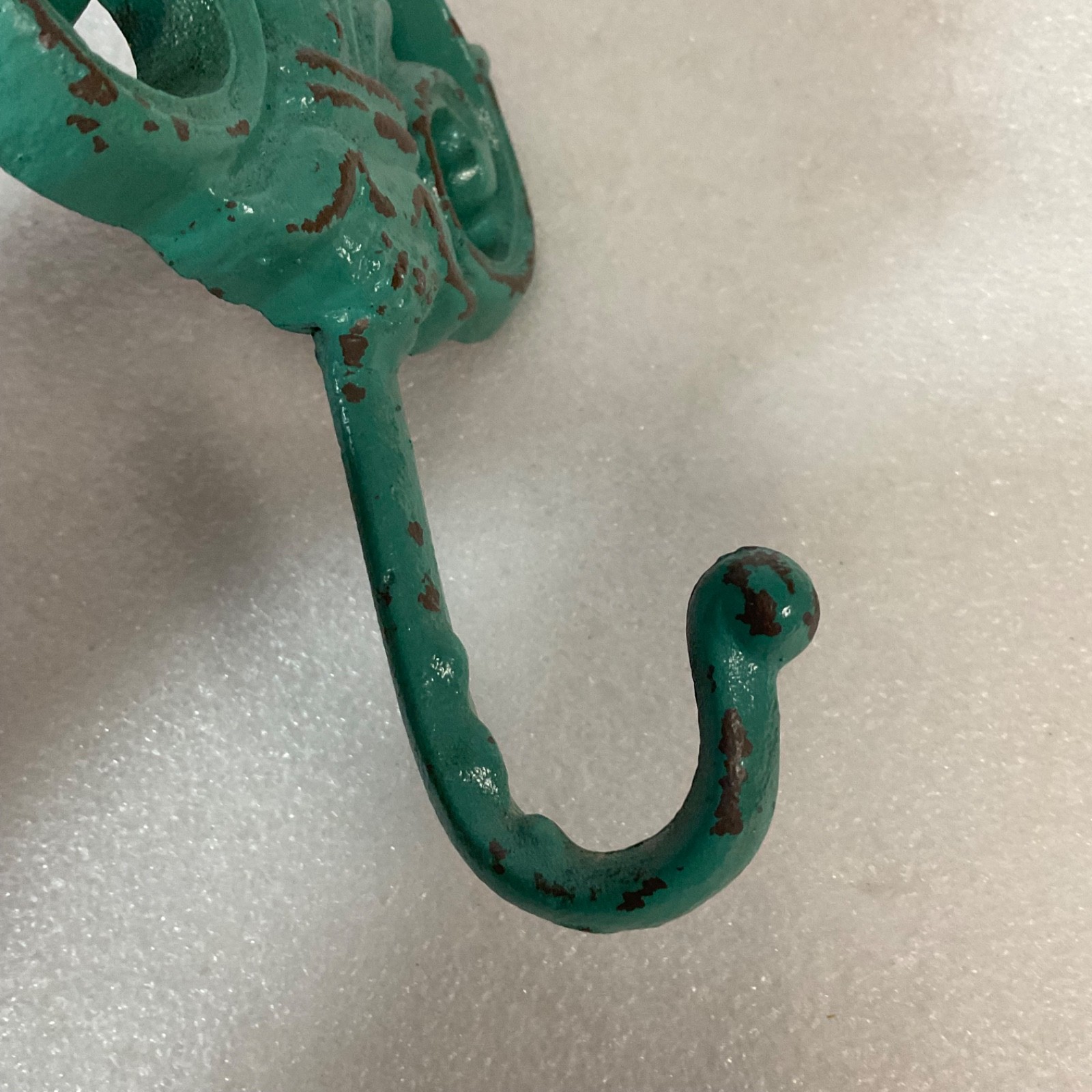 Turquoise Cast Iron Fleur De Lis Wall Hook 7.5in Decorative Coat Hook - Image 3