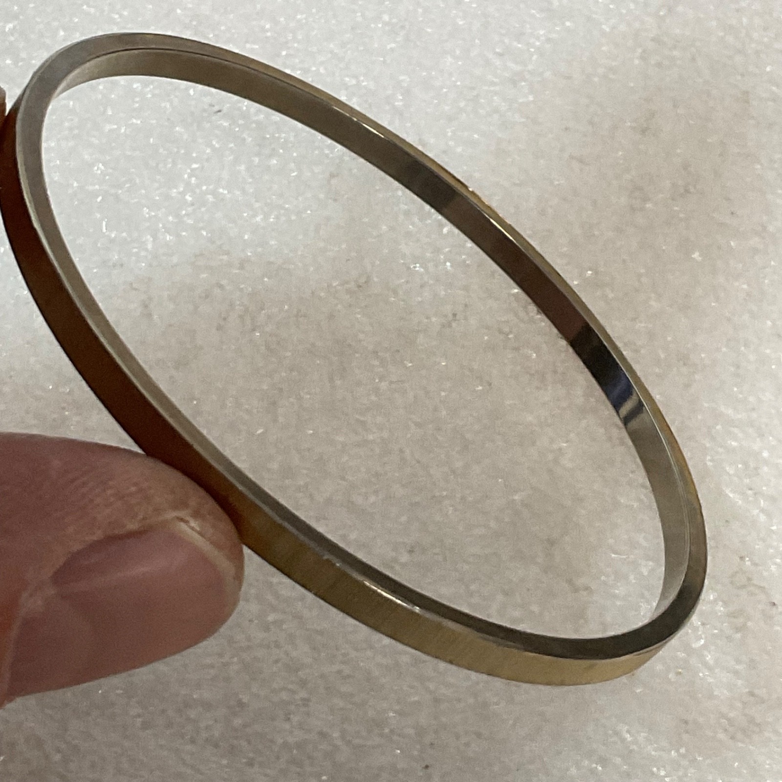 Vintage Silver Tone Bangle Bracelet 7.75in 12.1g Flat Edge Minimalist - Image 6