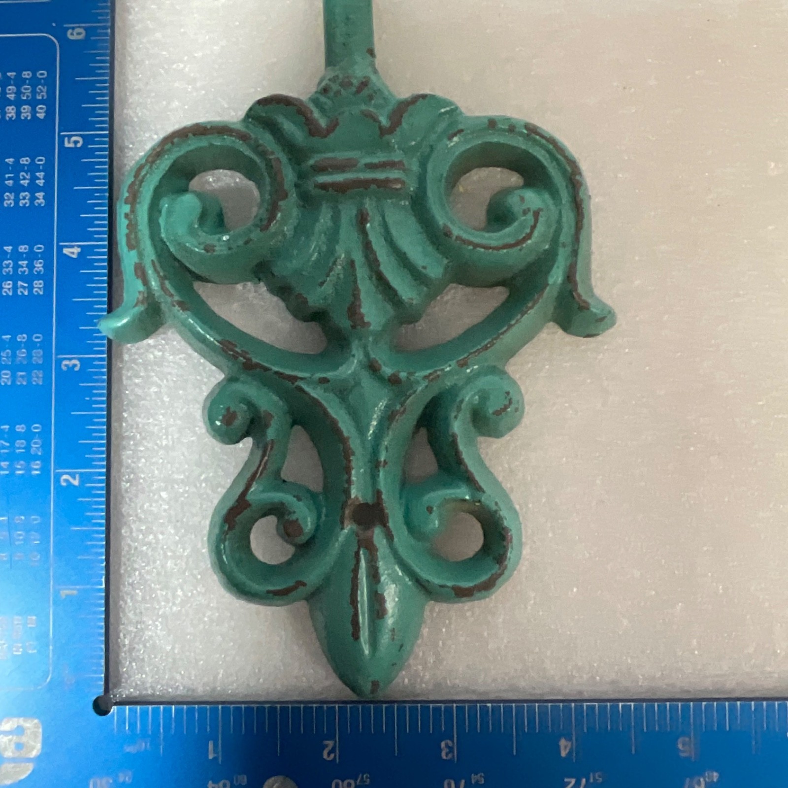 Turquoise Cast Iron Fleur De Lis Wall Hook 7.5in Decorative Coat Hook - Image 13