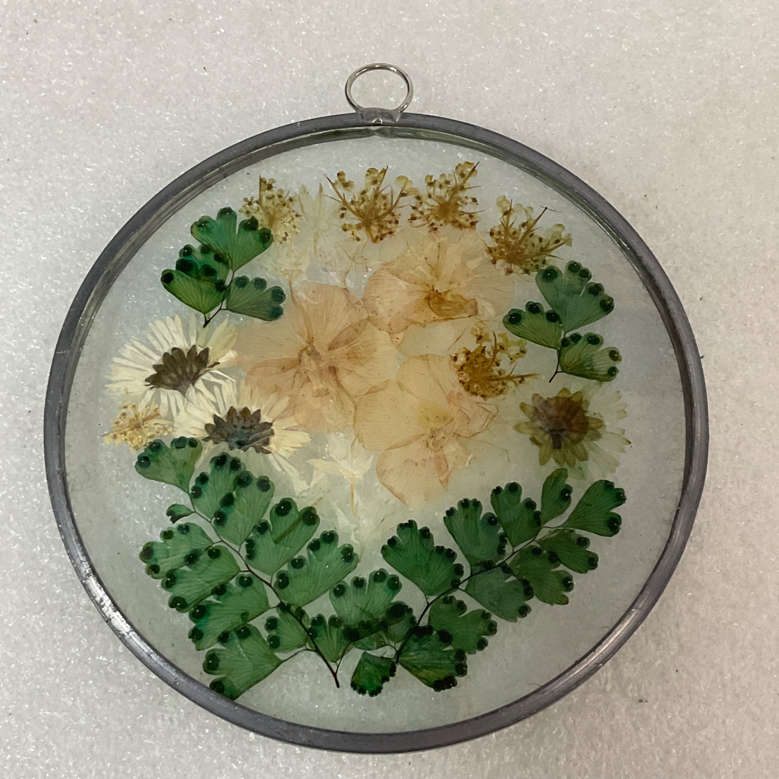 Pressed Flower Glass Suncatcher 4in Round Hanging Botanical Decor - Image 2