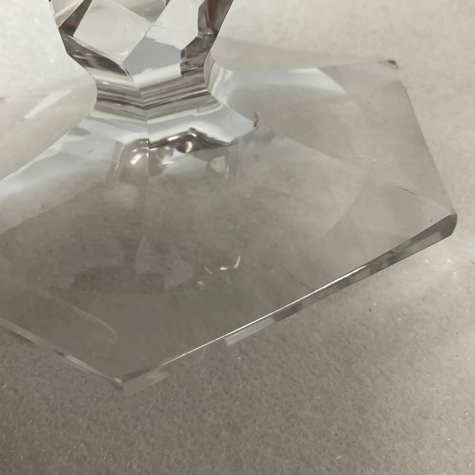 Clear Faceted Glass Candlestick Holder 8in Hexagon Base Taper Candle - Image 7