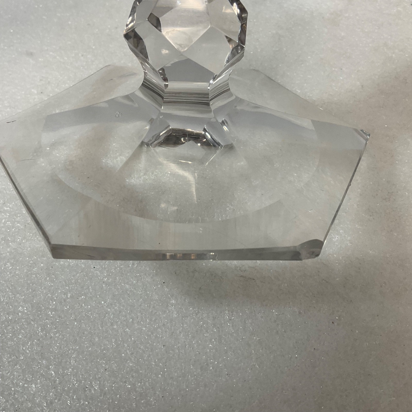 Clear Faceted Glass Candlestick Holder 8in Hexagon Base Taper Candle - Image 9