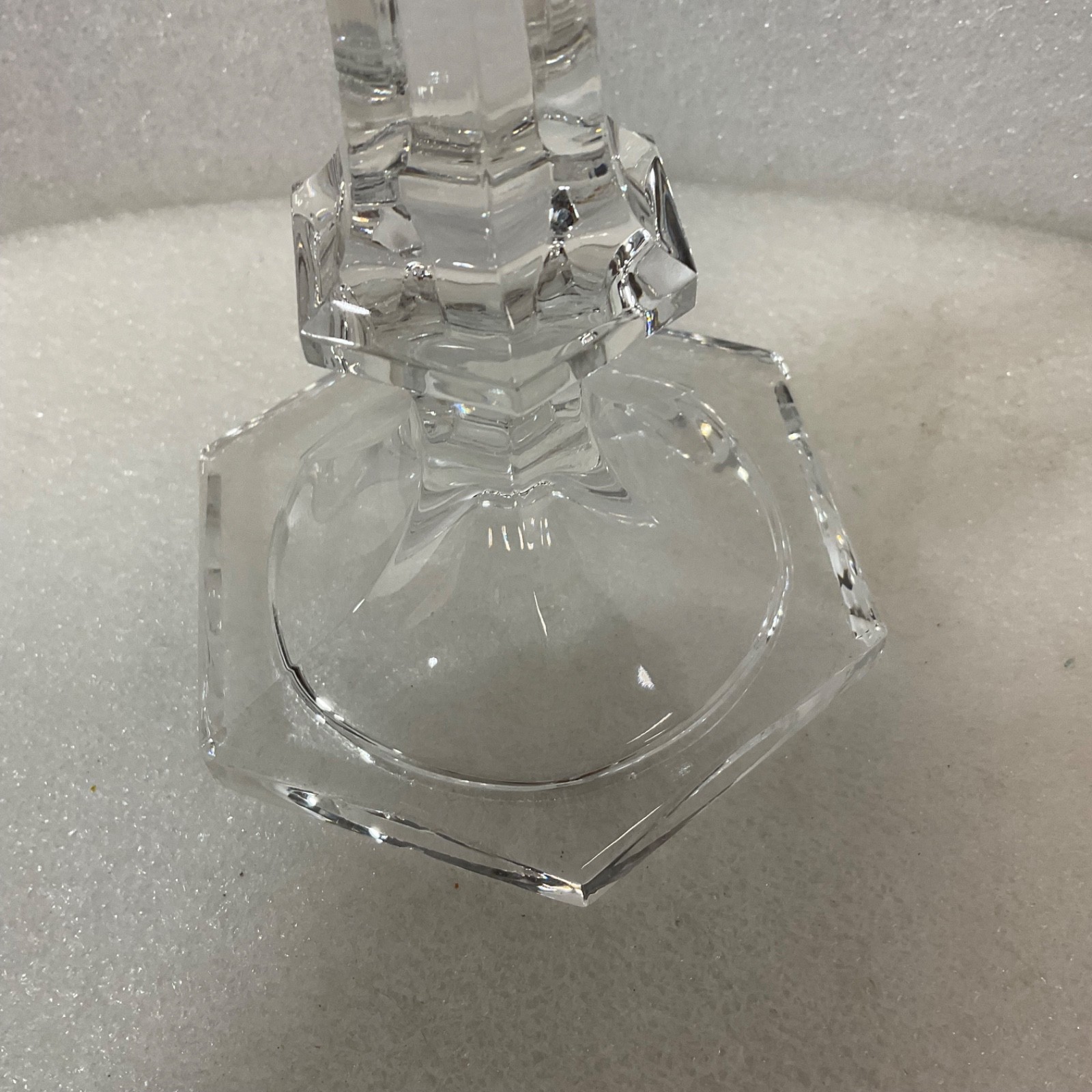 Clear Glass Candlestick Holder 8.25in Hexagon Base Taper Candle - Image 6
