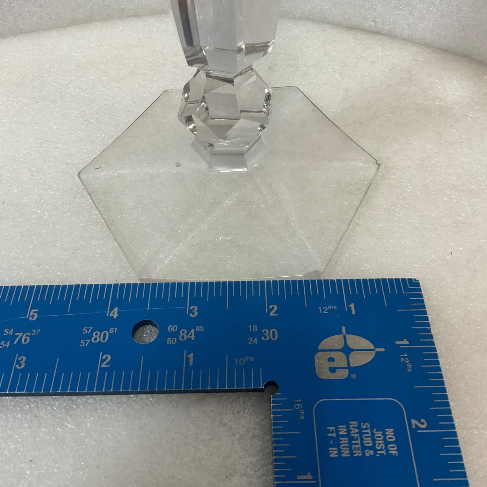 Clear Faceted Glass Candlestick Holder 8in Hexagon Base Taper Candle - Image 12