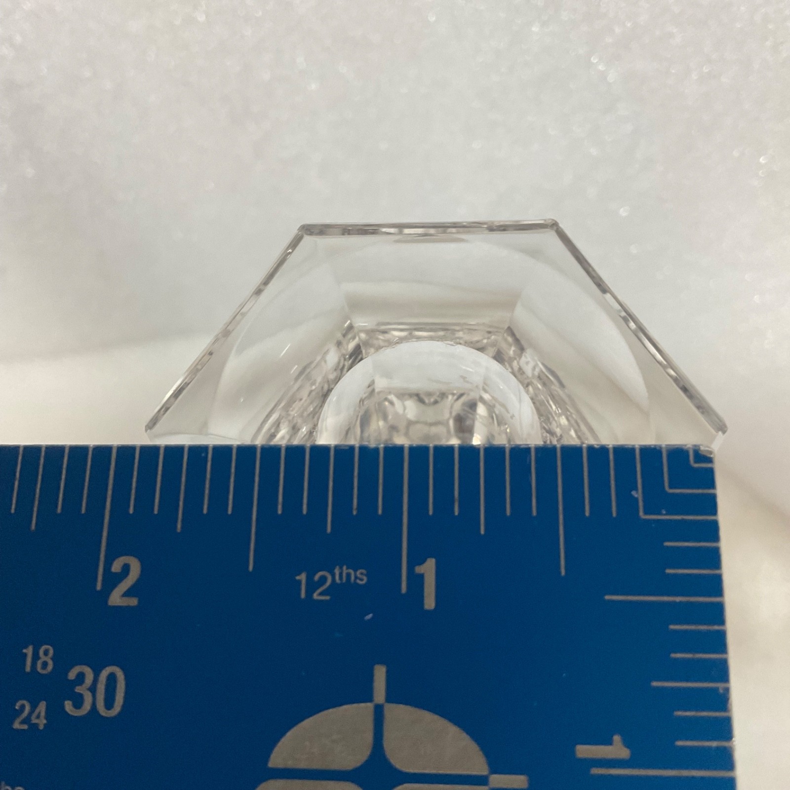 Clear Faceted Glass Candlestick Holder 8in Hexagon Base Taper Candle - Image 13