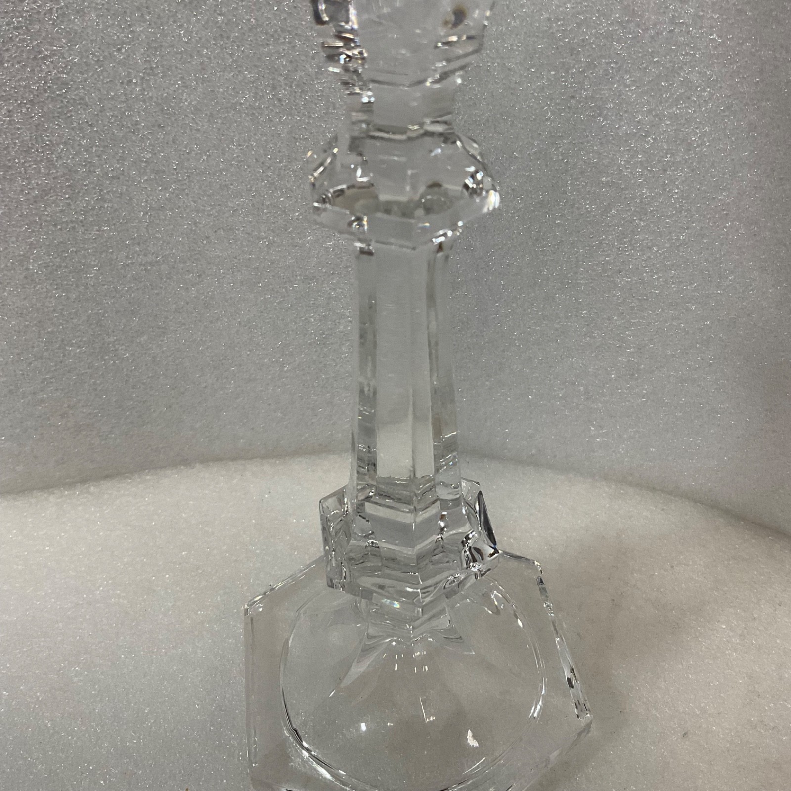 Clear Glass Candlestick Holder 8.25in Hexagon Base Taper Candle - Image 5