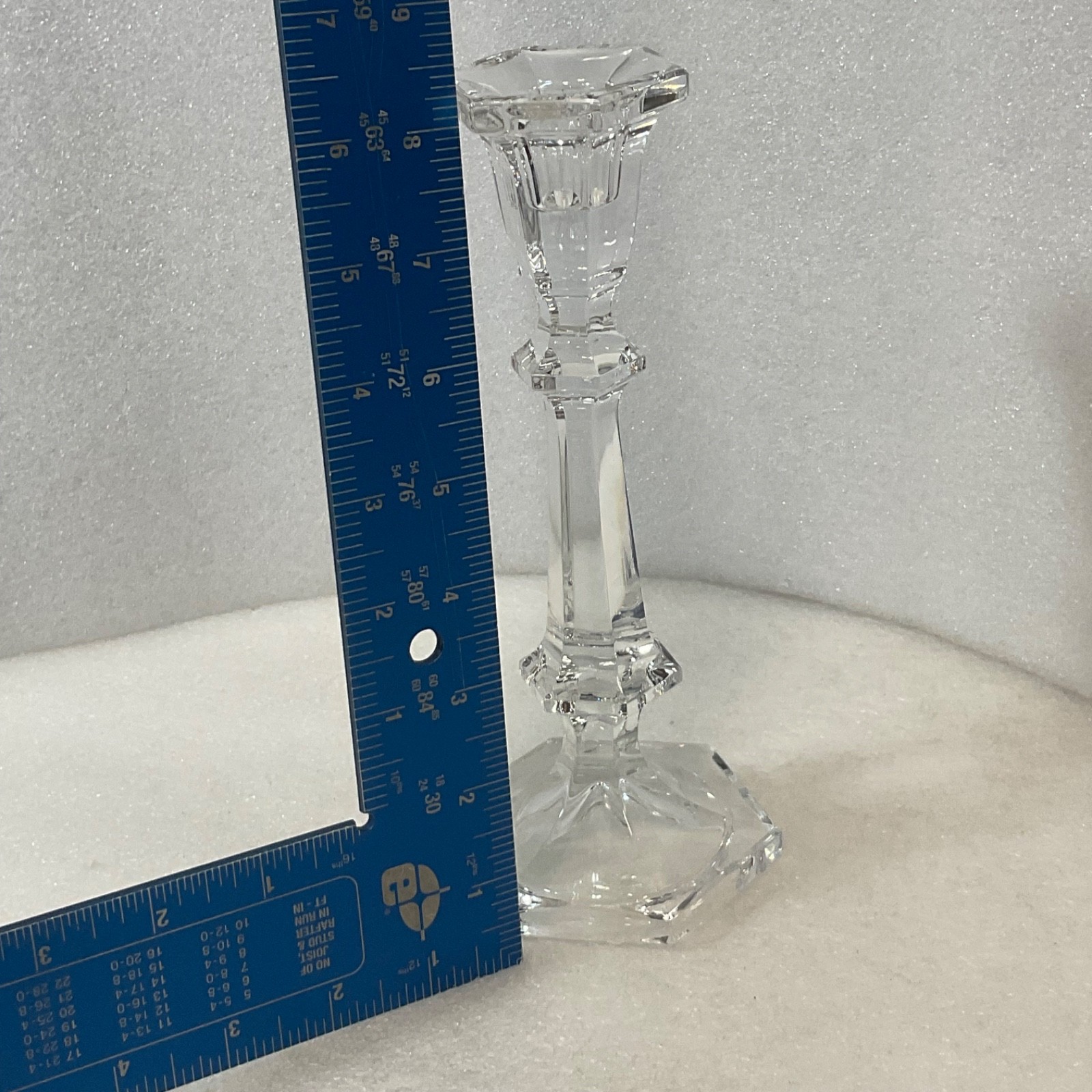 Clear Glass Candlestick Holder 8.25in Hexagon Base Taper Candle - Image 12