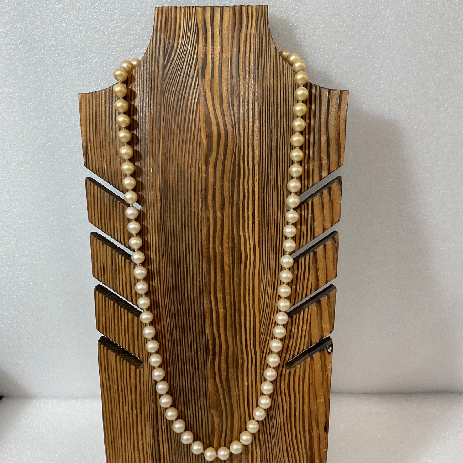 Vintage 24" Faux Pearl Necklace Gold Tone Filigree Clasp 61.9g Elegant - Image 1