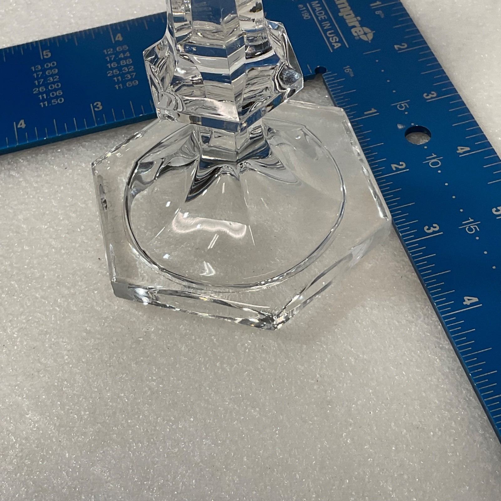 Clear Glass Candlestick Holder 8.25in Hexagon Base Taper Candle - Image 14