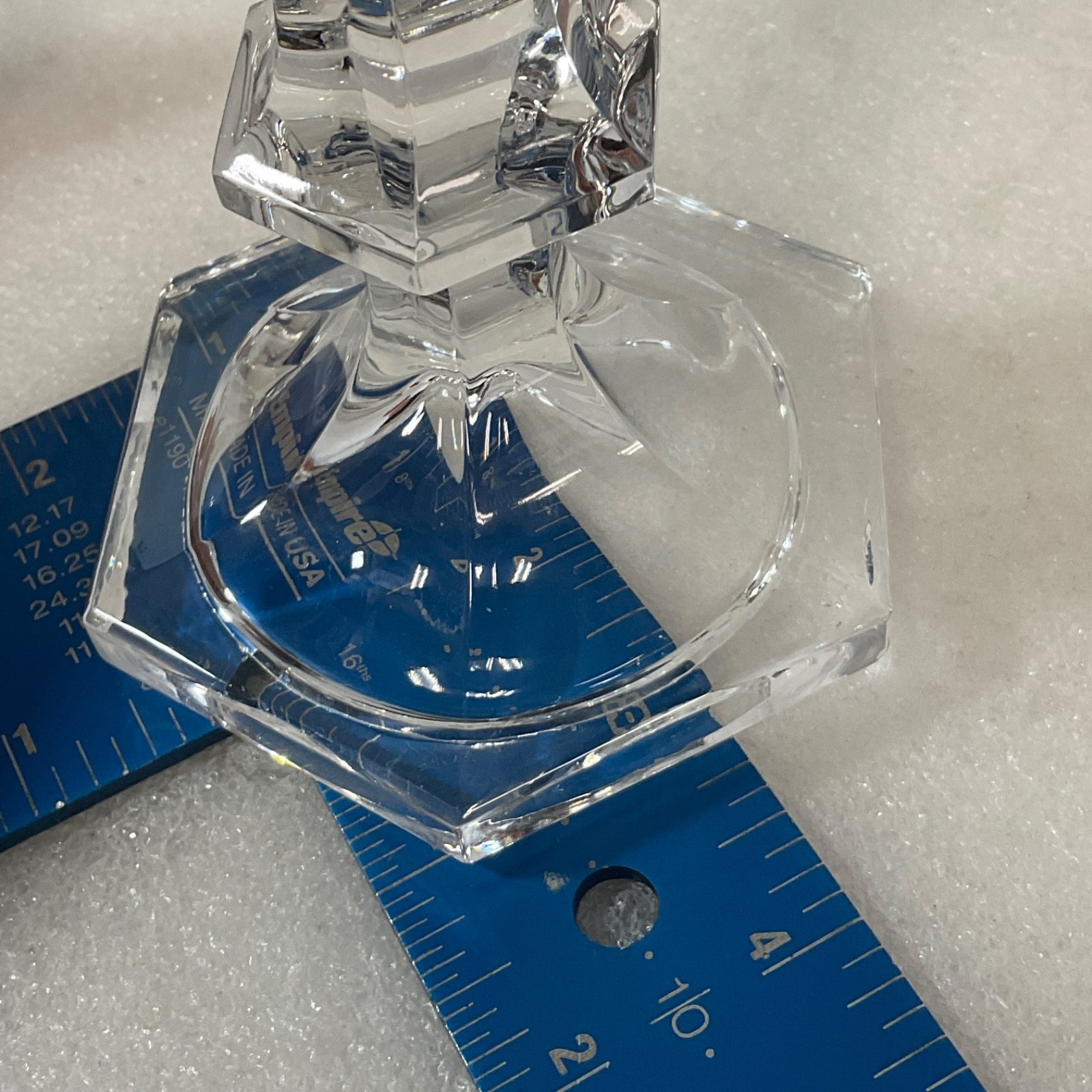 Clear Glass Candlestick Holder 8.25in Hexagon Base Taper Candle - Image 13