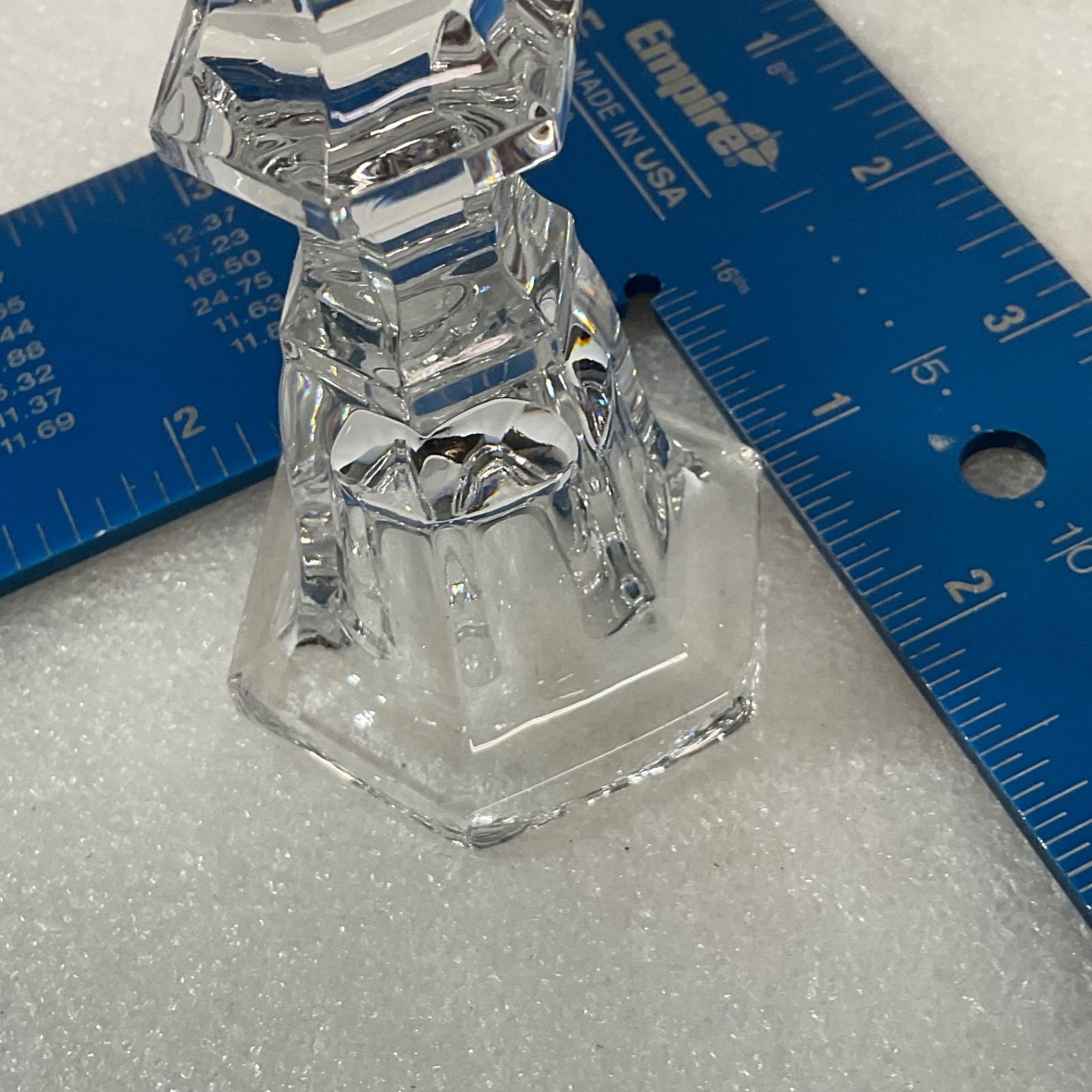 Clear Glass Candlestick Holder 8.25in Hexagon Base Taper Candle - Image 15