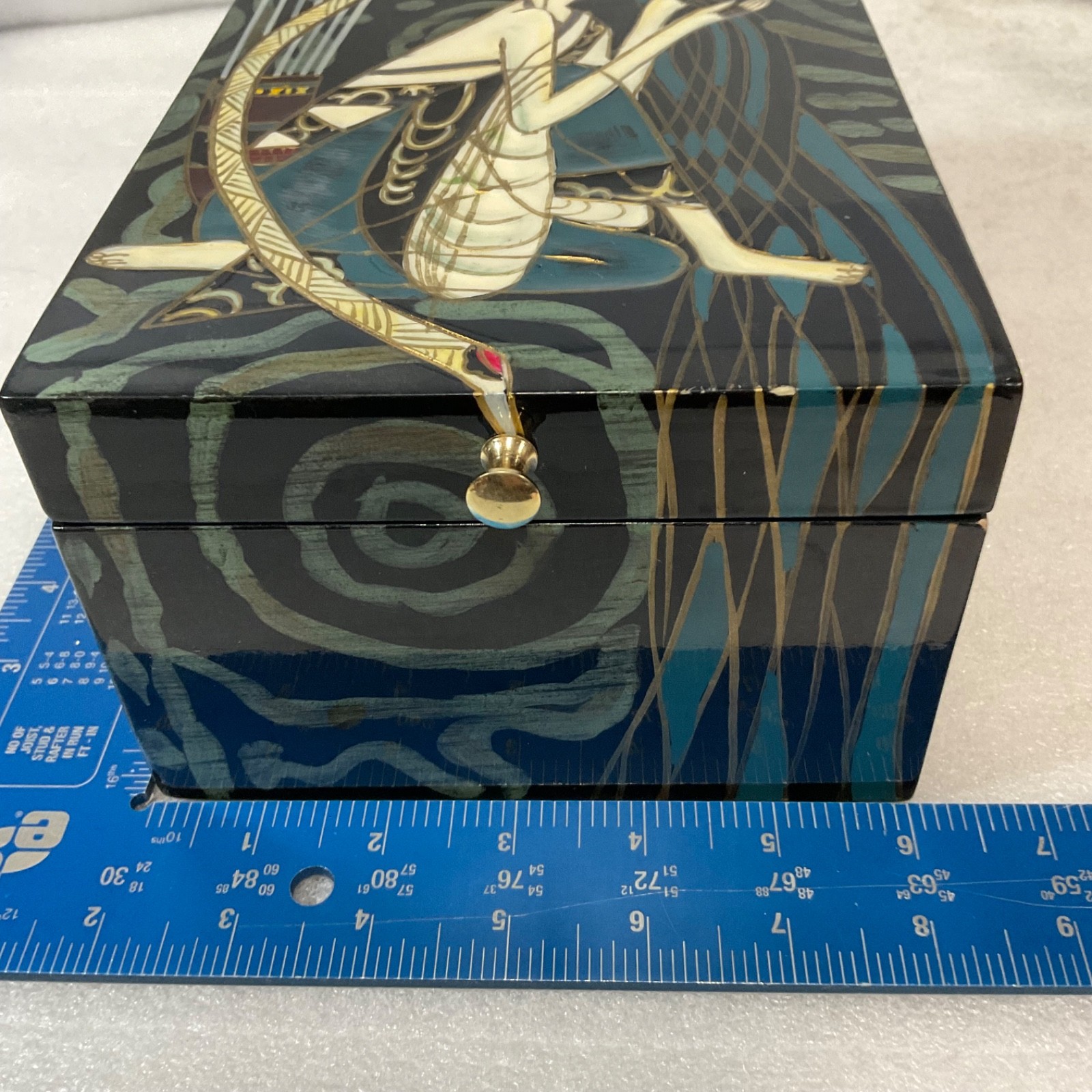 Painted Lacquer Jewelry Trinket Box Chinese Style Huntress Archer 9x6x4 in - Image 17