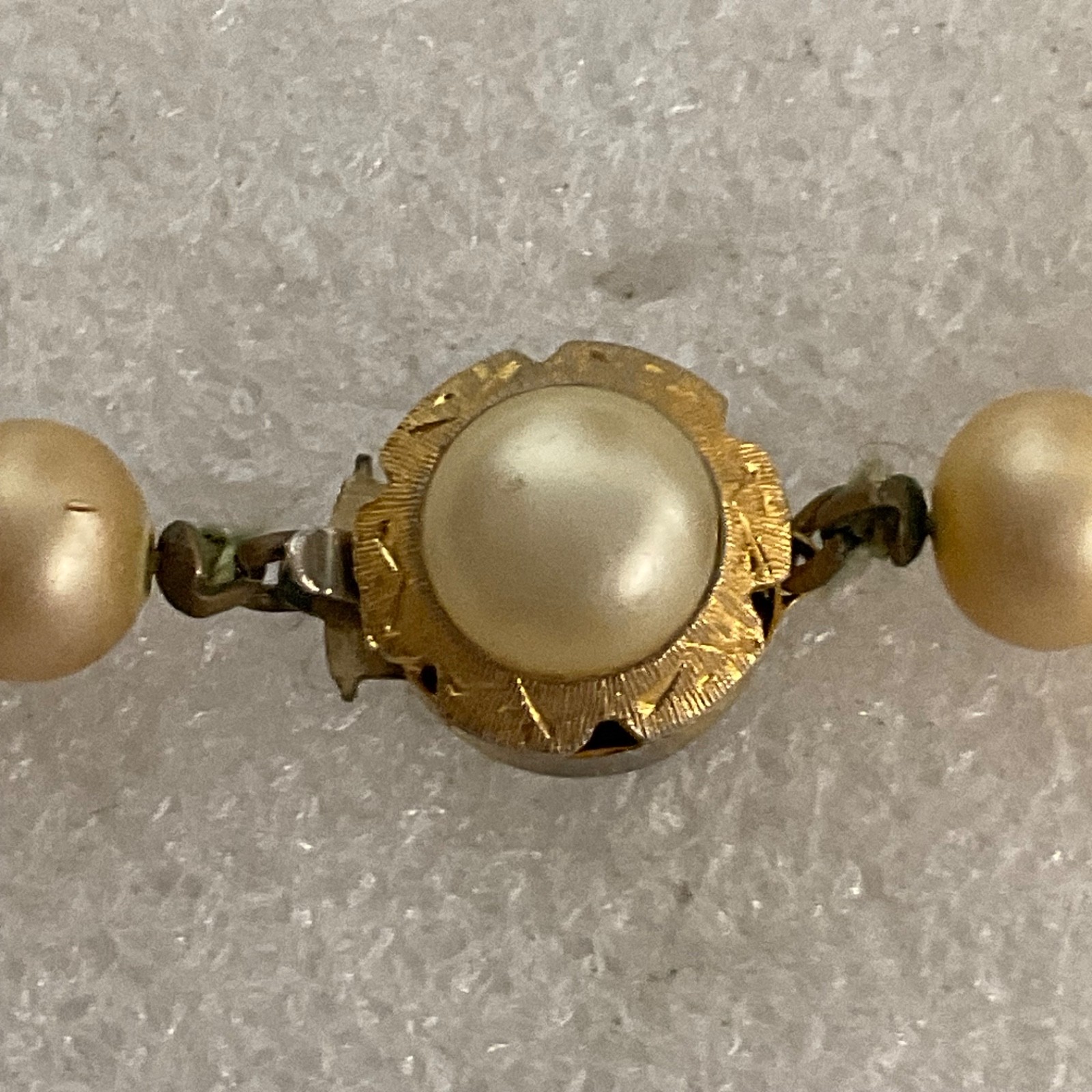 Vintage 24" Faux Pearl Necklace Gold Tone Filigree Clasp 61.9g Elegant - Image 6