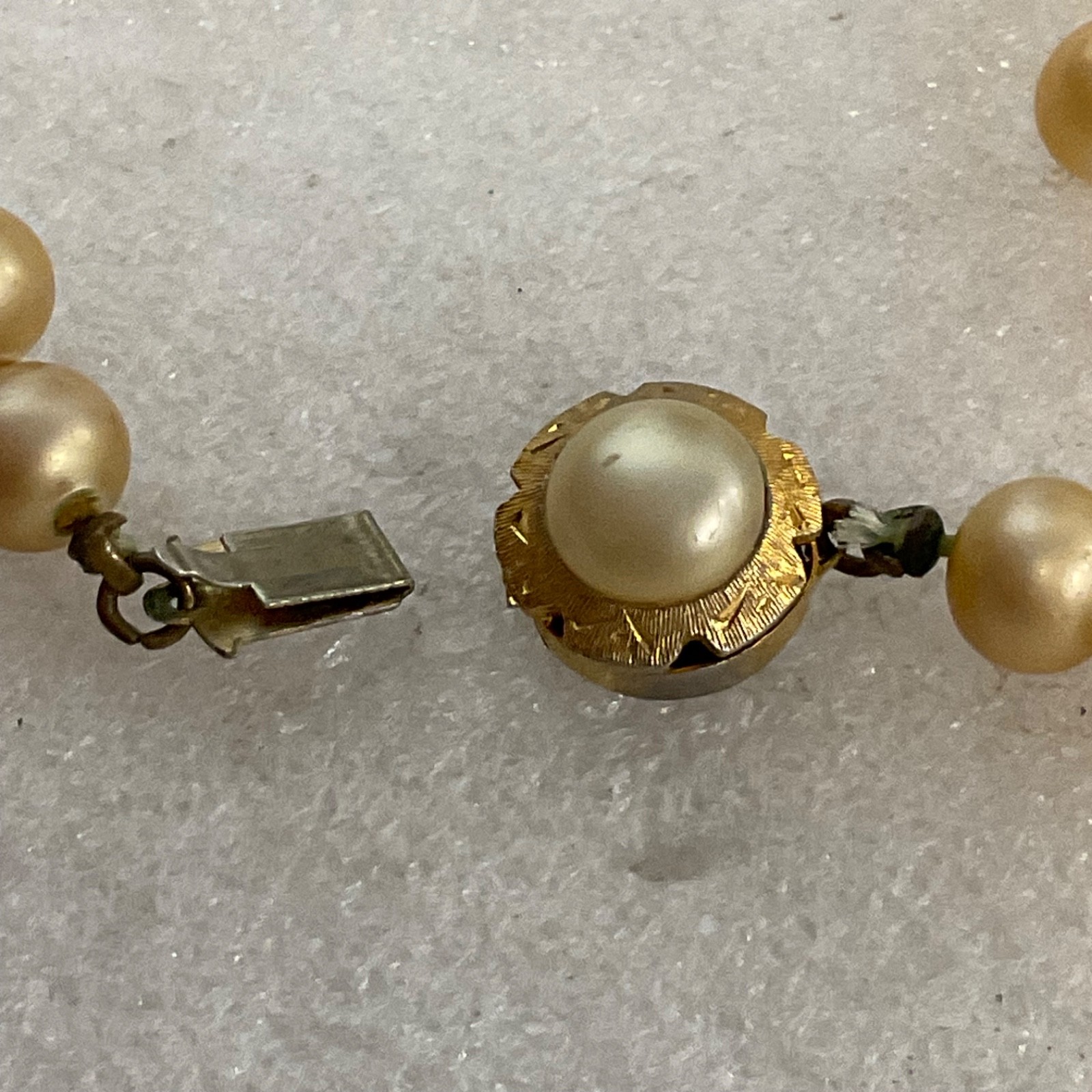 Vintage 24" Faux Pearl Necklace Gold Tone Filigree Clasp 61.9g Elegant - Image 8