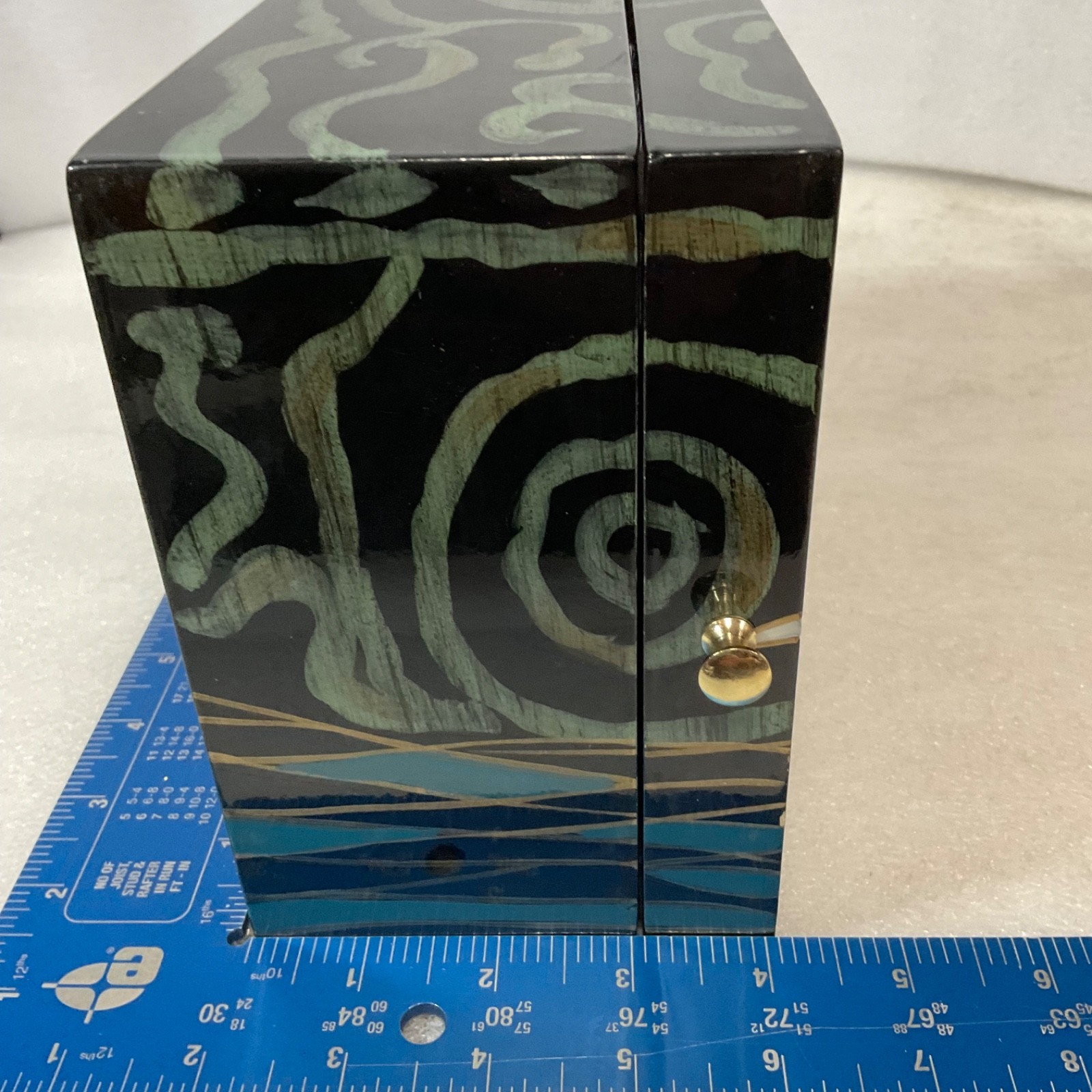 Painted Lacquer Jewelry Trinket Box Chinese Style Huntress Archer 9x6x4 in - Image 19
