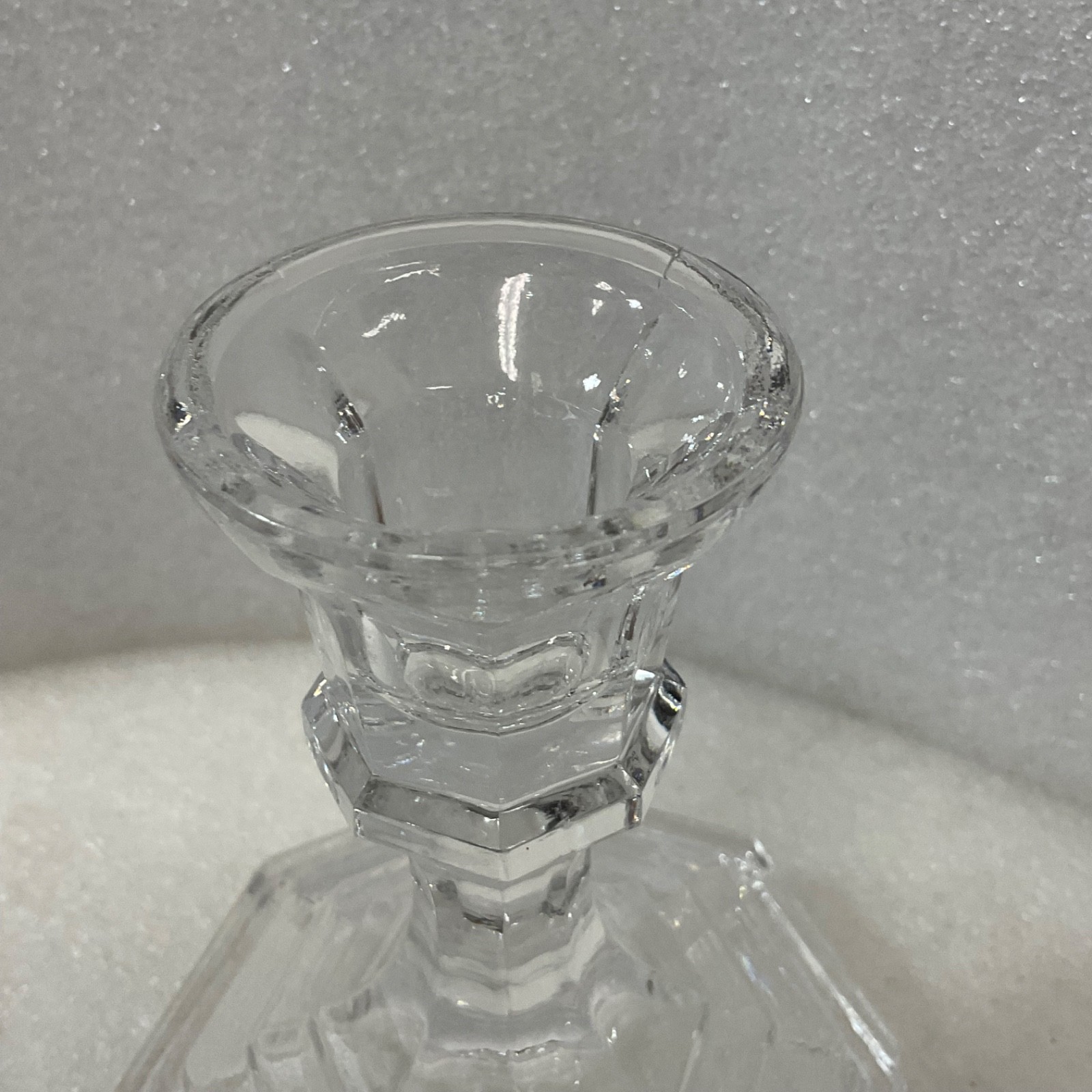 Clear Glass Candlestick Holder 4.5in Octagon Base Taper Candle - Image 3