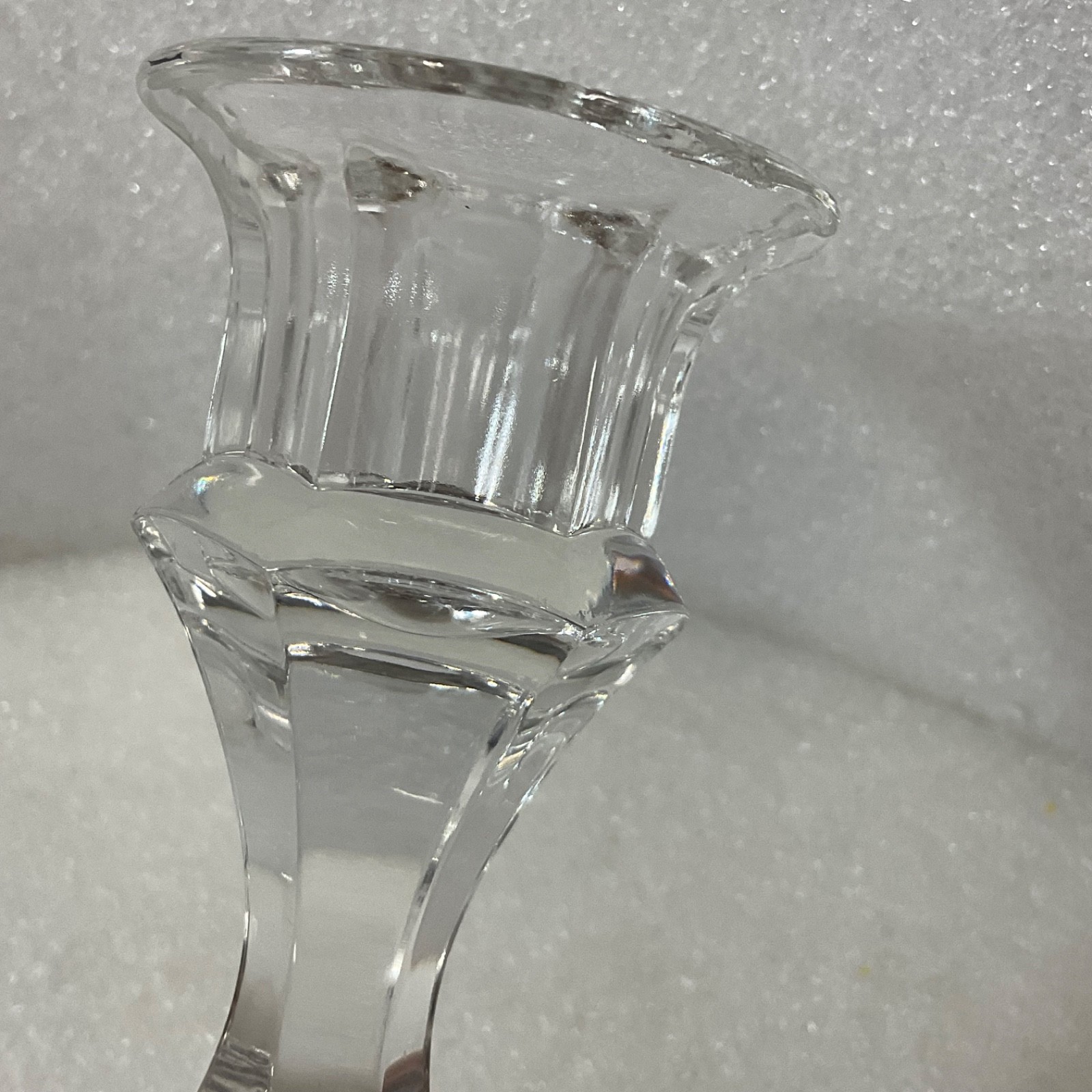 Clear Glass Taper Candlestick Holder 4.25in Faceted Round Base - Image 3
