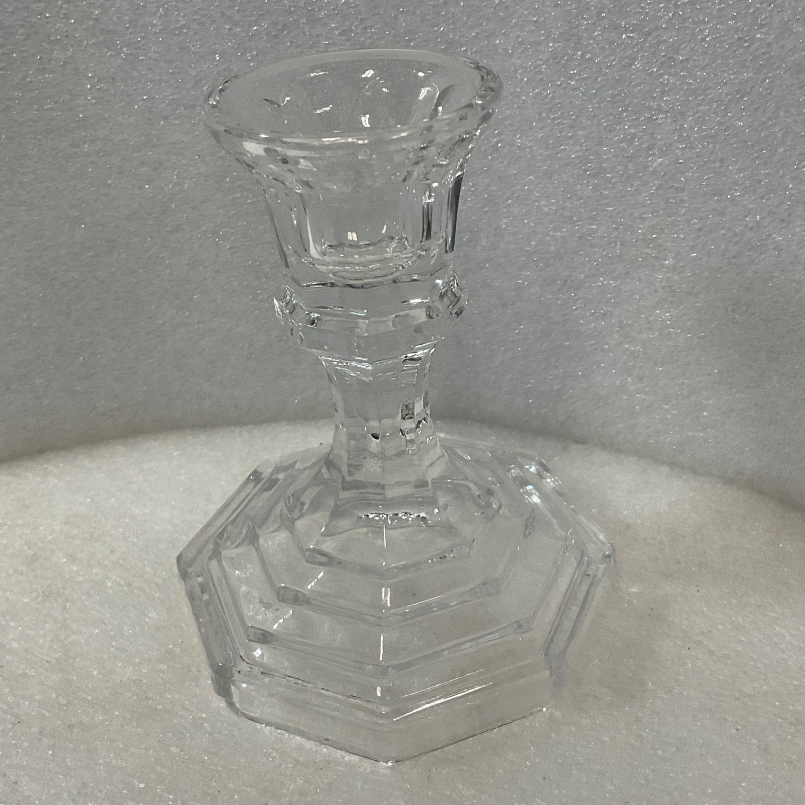 Clear Glass Candlestick Holder 4.5in Octagon Base Taper Candle - Image 2