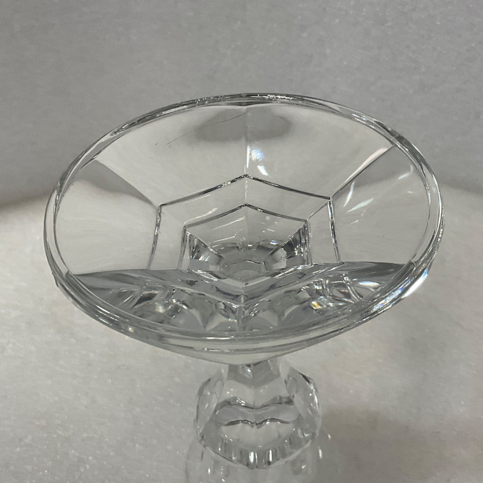 Clear Glass Taper Candlestick Holder 4.25in Faceted Round Base - Image 5