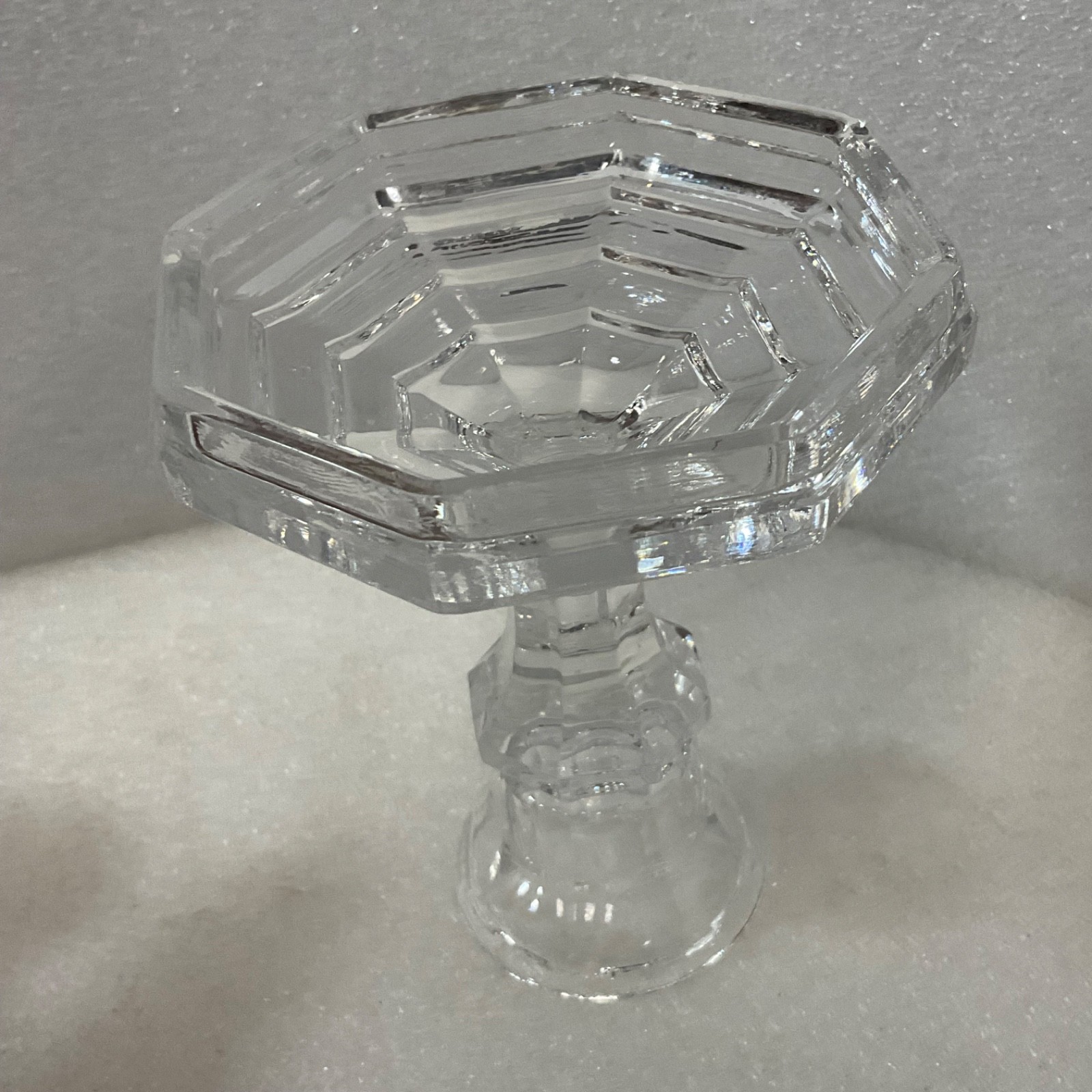 Clear Glass Candlestick Holder 4.5in Octagon Base Taper Candle - Image 6