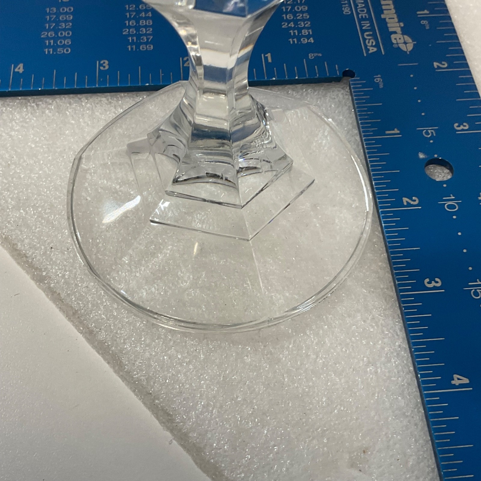Clear Glass Taper Candlestick Holder 4.25in Faceted Round Base - Image 9