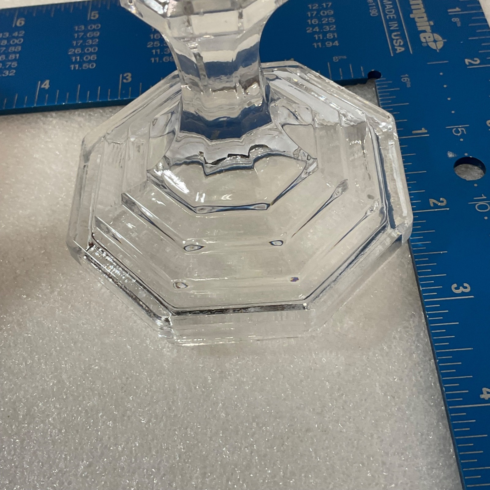 Clear Glass Candlestick Holder 4.5in Octagon Base Taper Candle - Image 10