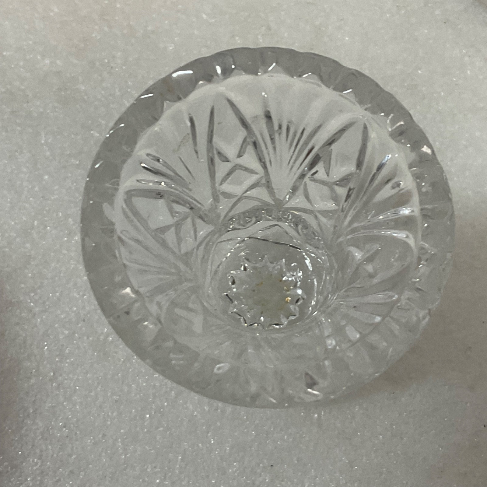 Small Clear Cut Glass Vase Candle Holder 3in Starburst Pattern - Image 4