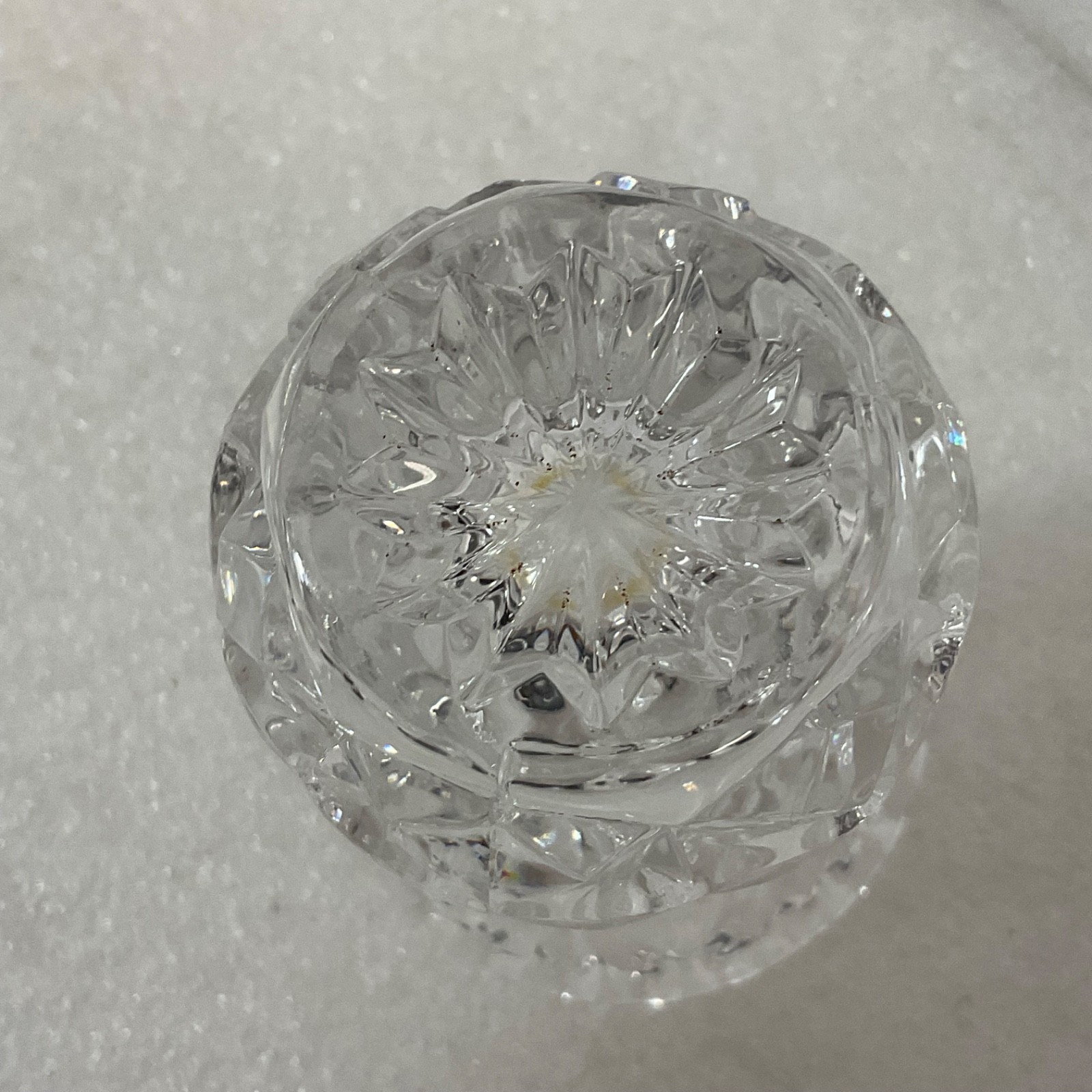 Small Clear Cut Glass Vase Candle Holder 3in Starburst Pattern - Image 5