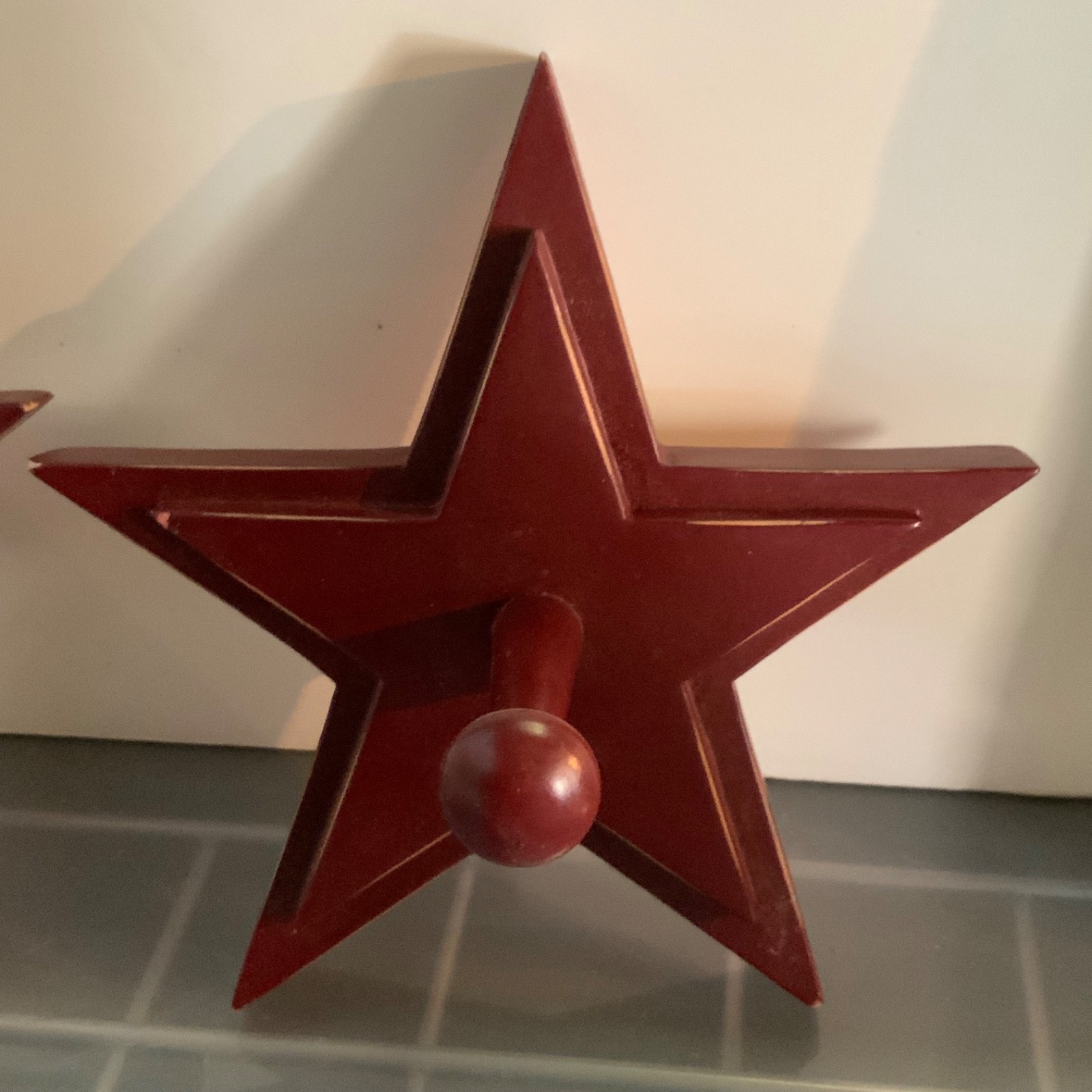 The Land of Nod Red Star Wood Wall Hooks 7 in Set of 2 - Image 3