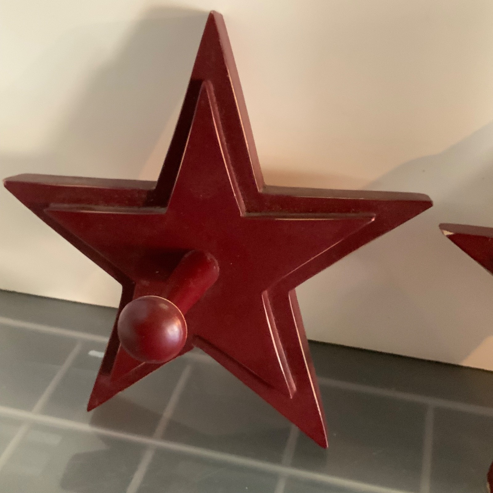 The Land of Nod Red Star Wood Wall Hooks 7 in Set of 2 - Image 4