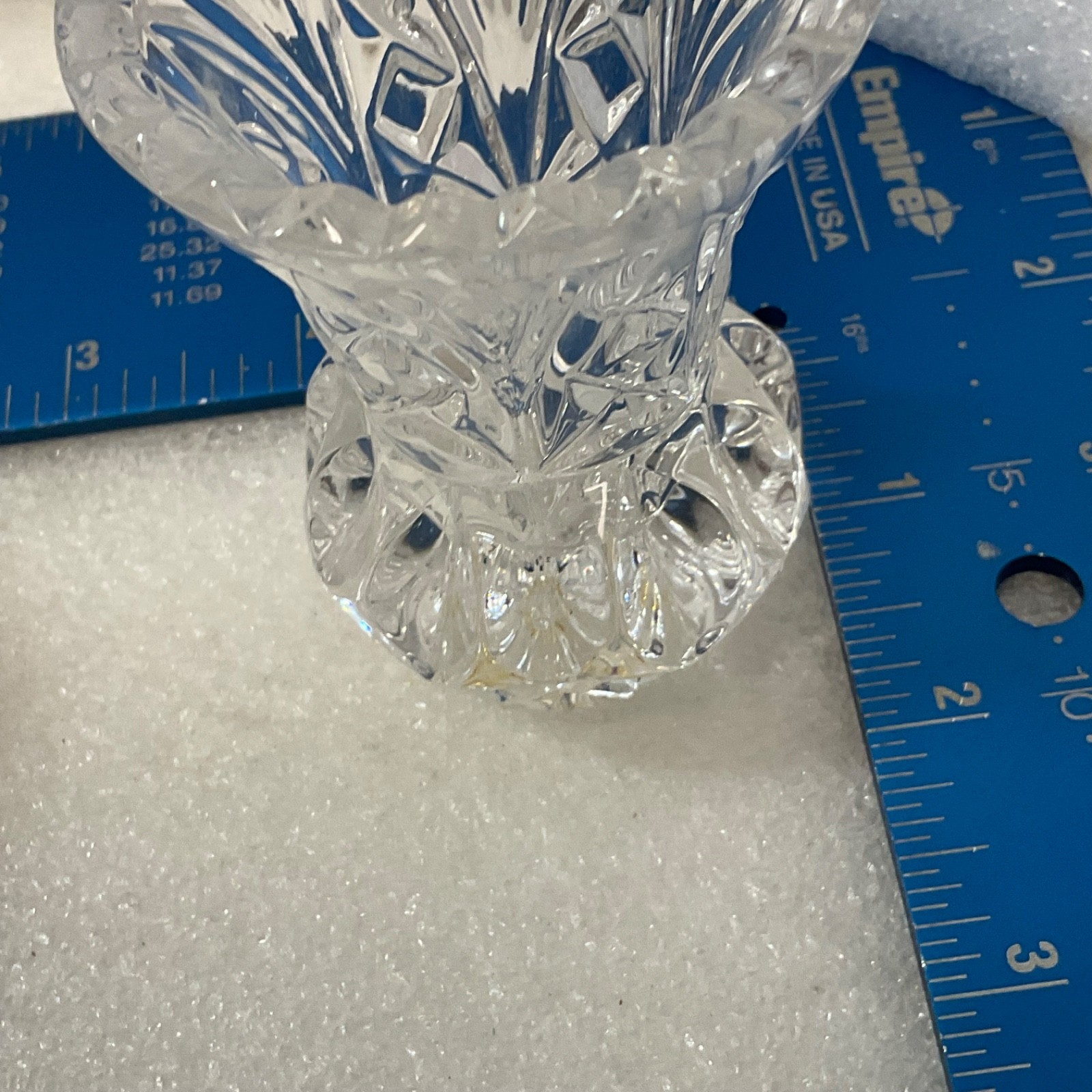 Small Clear Cut Glass Vase Candle Holder 3in Starburst Pattern - Image 9