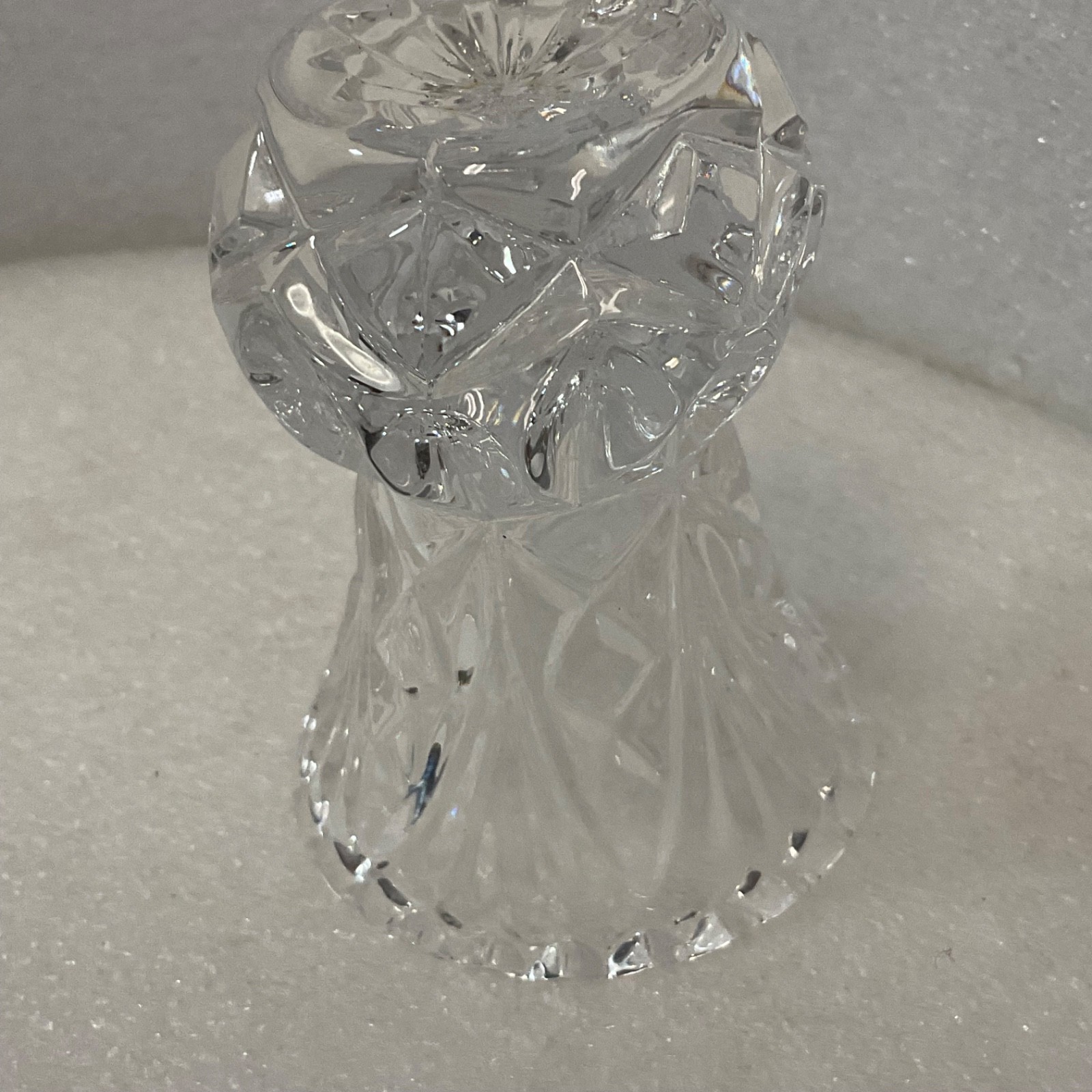 Small Clear Cut Glass Vase Candle Holder 3in Starburst Pattern - Image 6