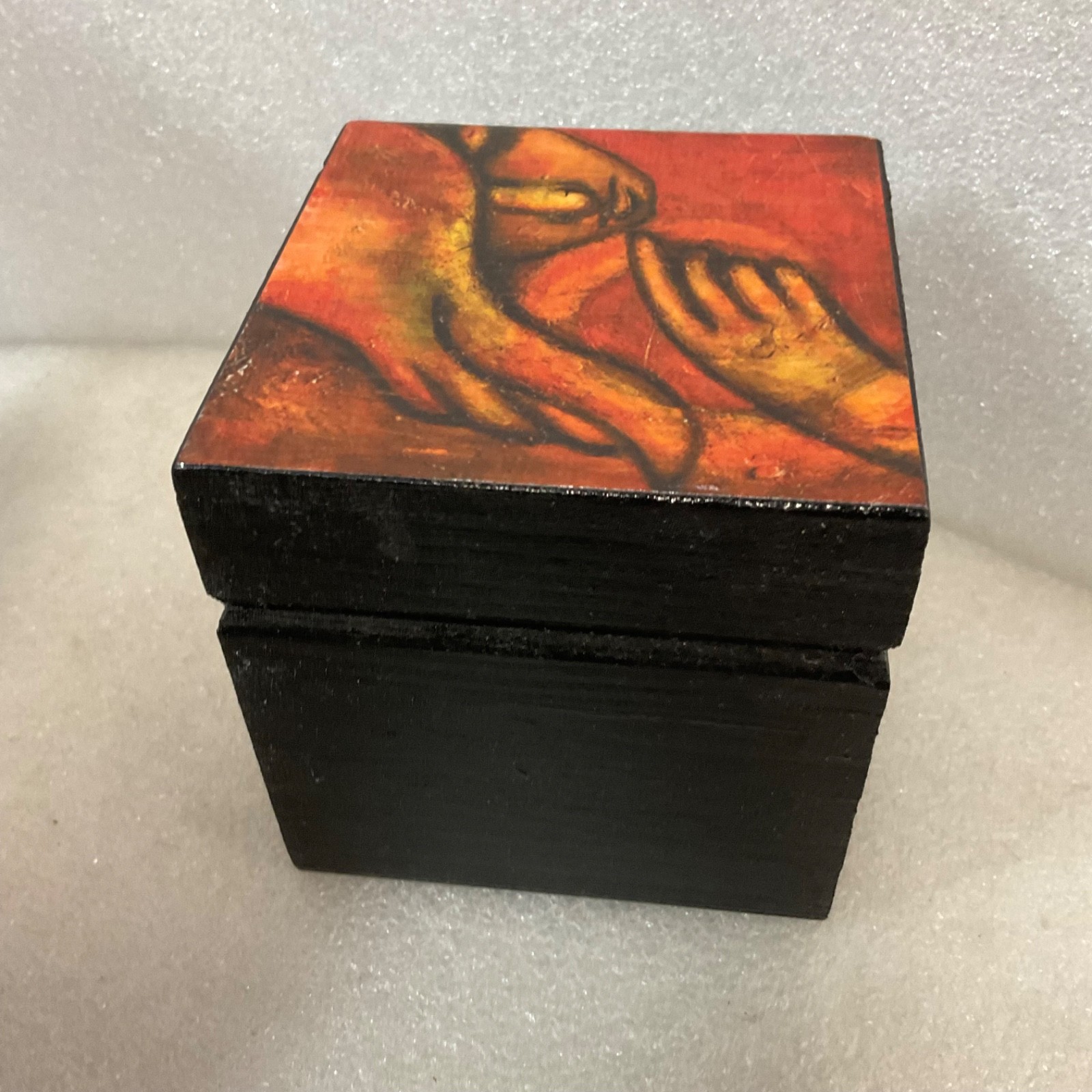 Callahan Silent Years Black Lacquer Wood Trinket Box 3in Cube - Image 4