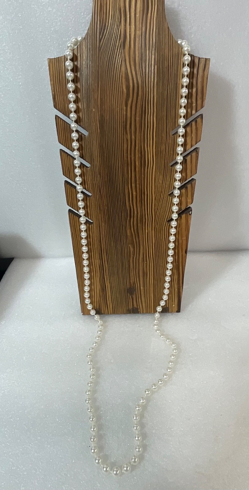 Vintage 48" Faux Pearl Beaded Necklace Long Strand Classic Costume Jewelry - Image 2