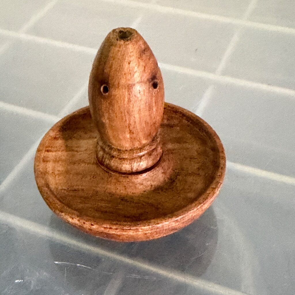 Made in India Turned Wood Incense Stick Holder Ash Catcher Dish - Image 1