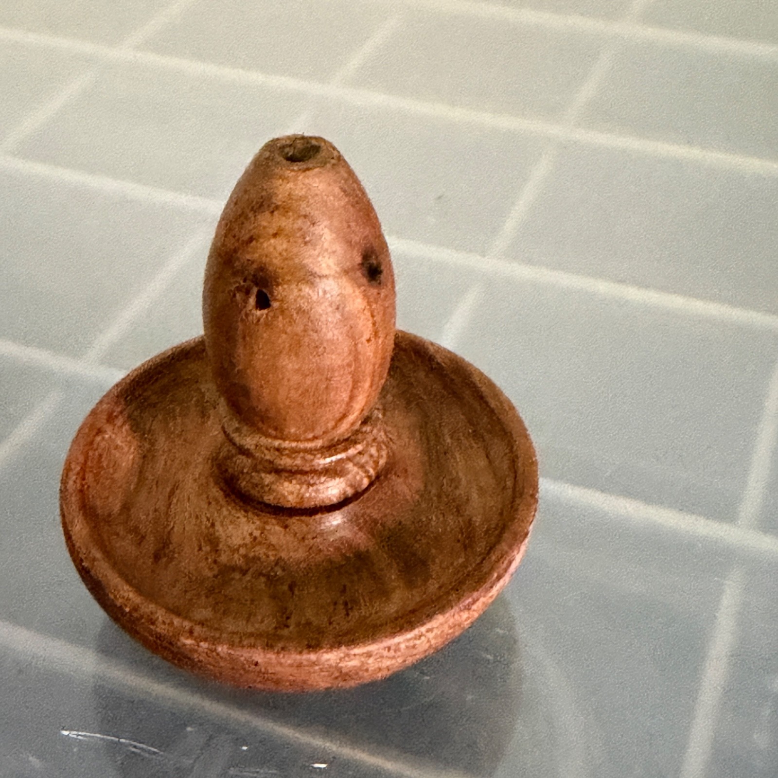 Made in India Turned Wood Incense Stick Holder Ash Catcher Dish - Image 2