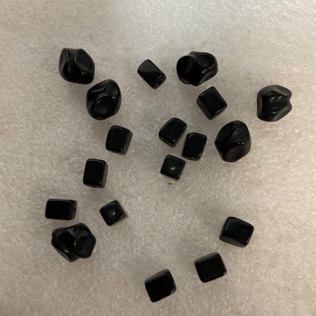 Lot of Black Glass Beads 25.29g Drilled Cube & Irregular Shapes Jewelry Making - Image 1