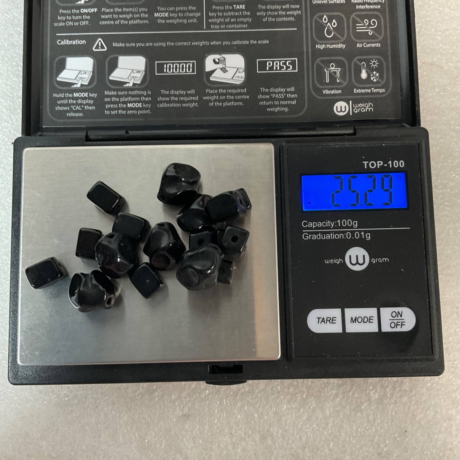 Lot of Black Glass Beads 25.29g Drilled Cube & Irregular Shapes Jewelry Making - Image 3