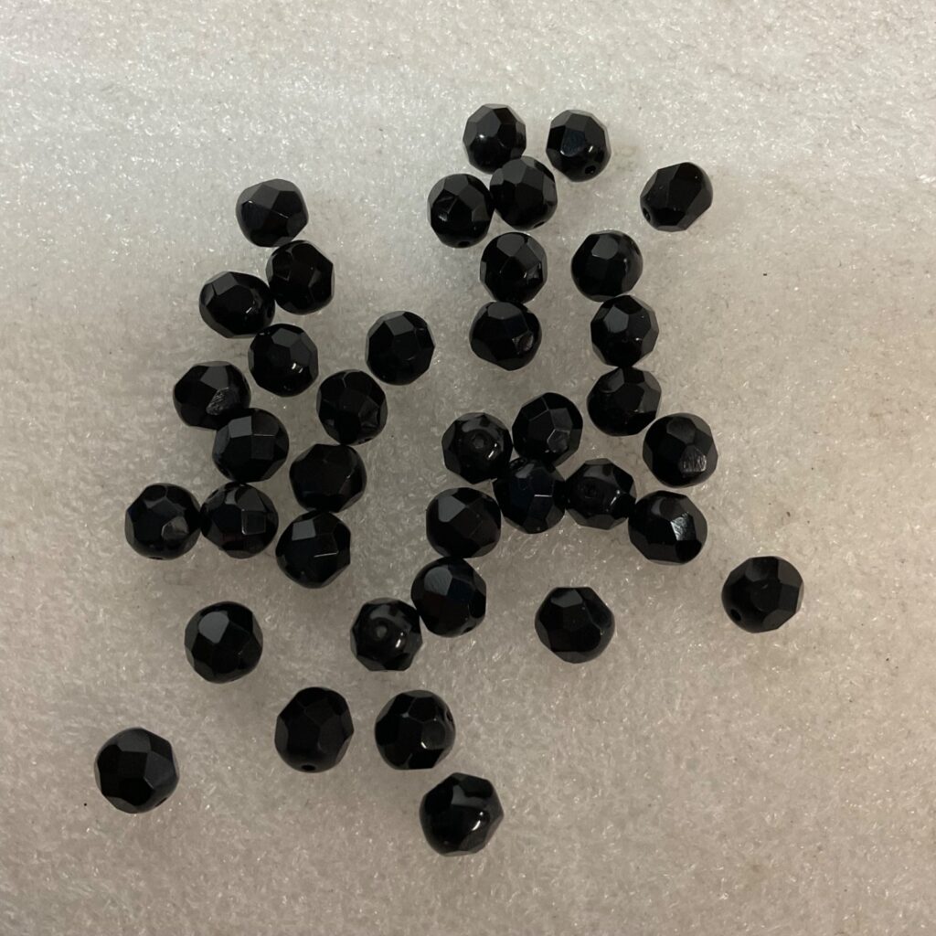 Lot 40 Black Faceted Glass Beads 10mm Round Jewelry Making Supplies 21.5g - Image 1