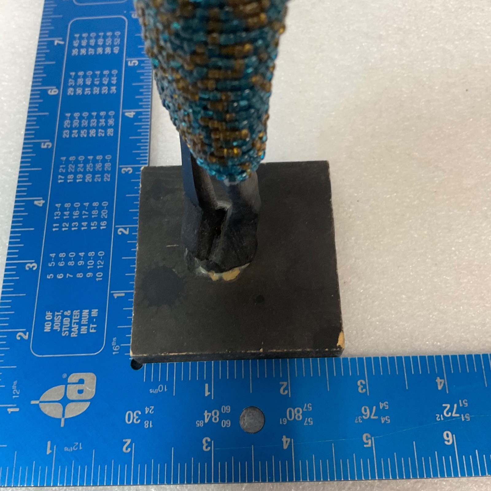 Beaded Carved Wood Figure Sculpture 12in on Wood Base - Image 18