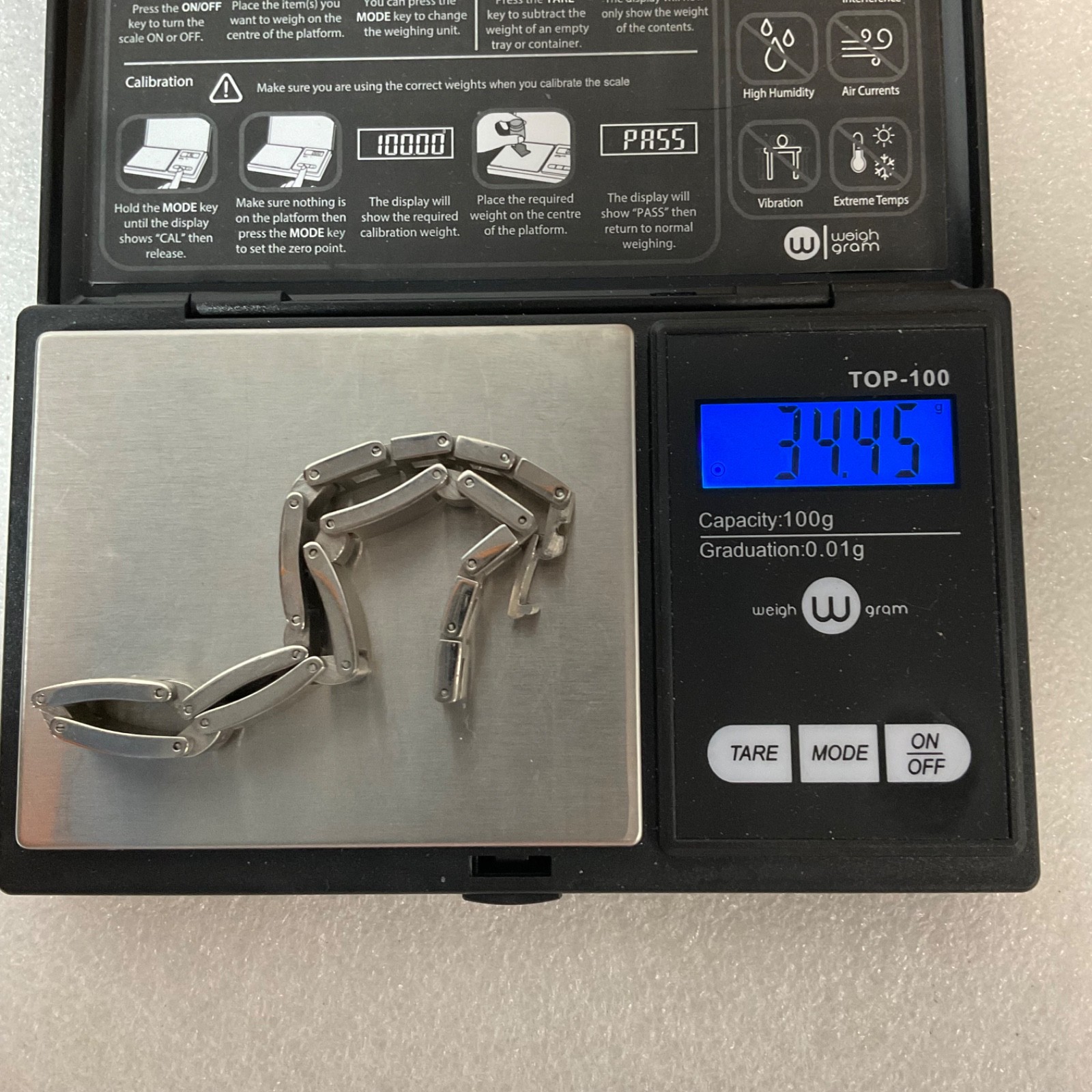 7.25in Magnetic Therapy Bracelet Stainless Steel Link 34.45g Missing Magnets - Image 8
