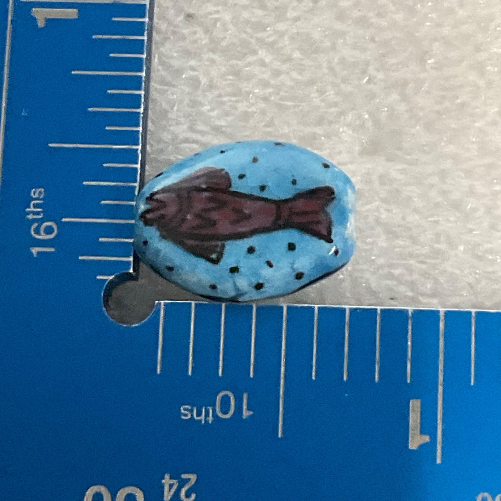 Hand Painted Ceramic Bead Blue Fish Design 16.3g Artisan Jewelry Making - Image 5