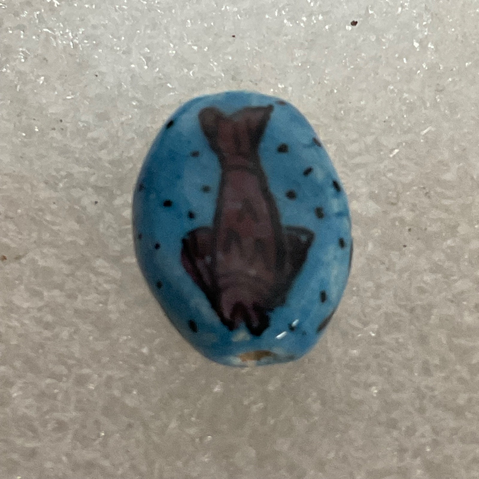 Hand Painted Ceramic Bead Blue Fish Design 16.3g Artisan Jewelry Making - Image 4