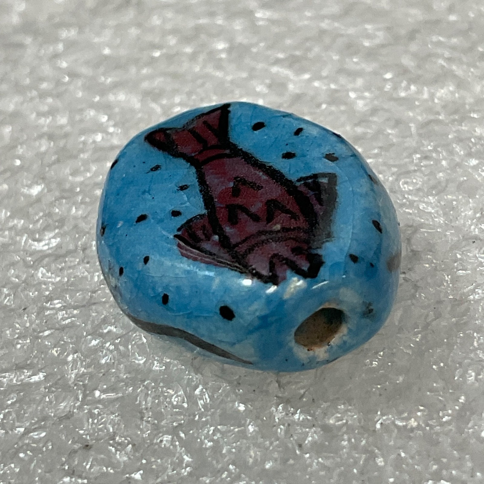Hand Painted Ceramic Bead Blue Fish Design 16.3g Artisan Jewelry Making - Image 7