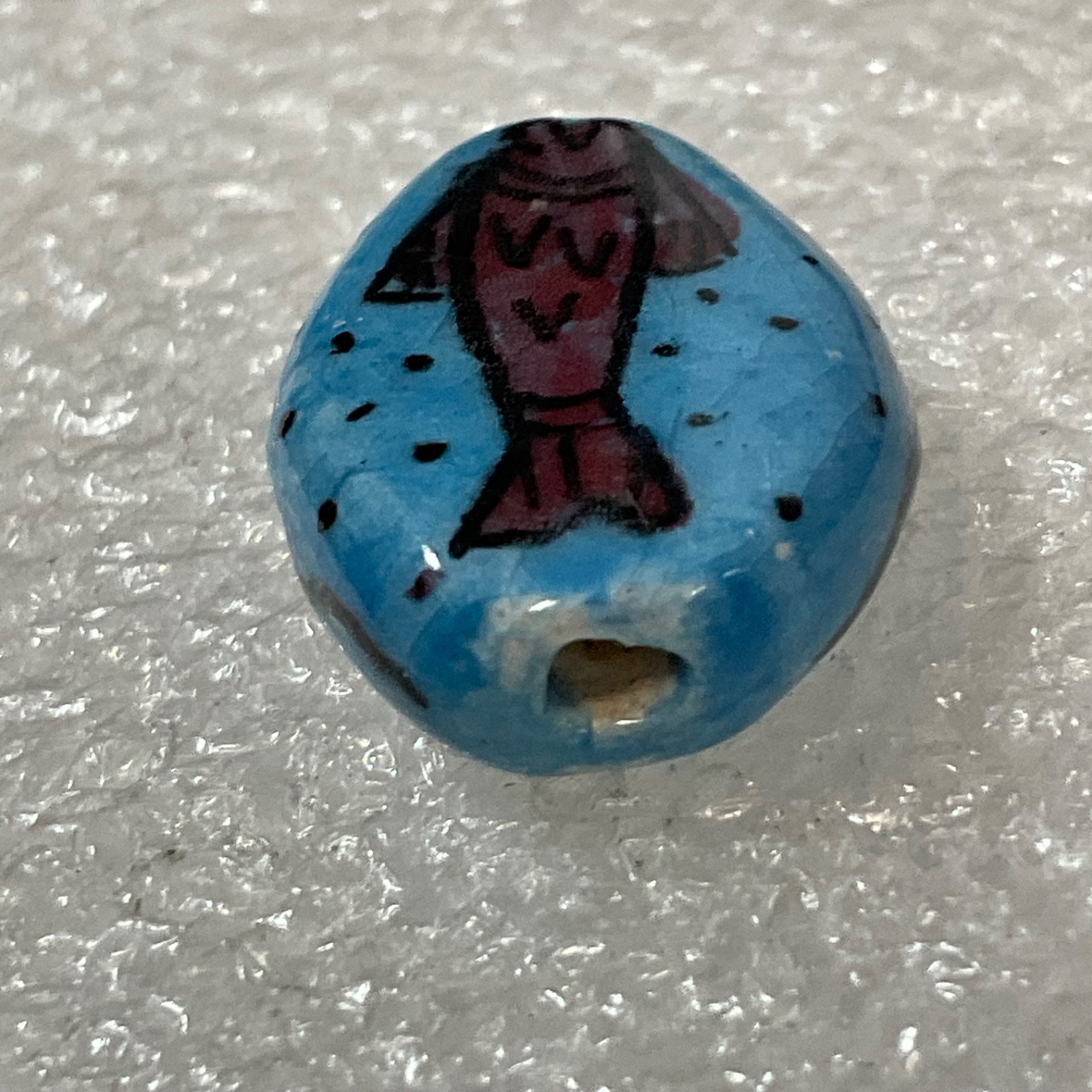 Hand Painted Ceramic Bead Blue Fish Design 16.3g Artisan Jewelry Making - Image 6