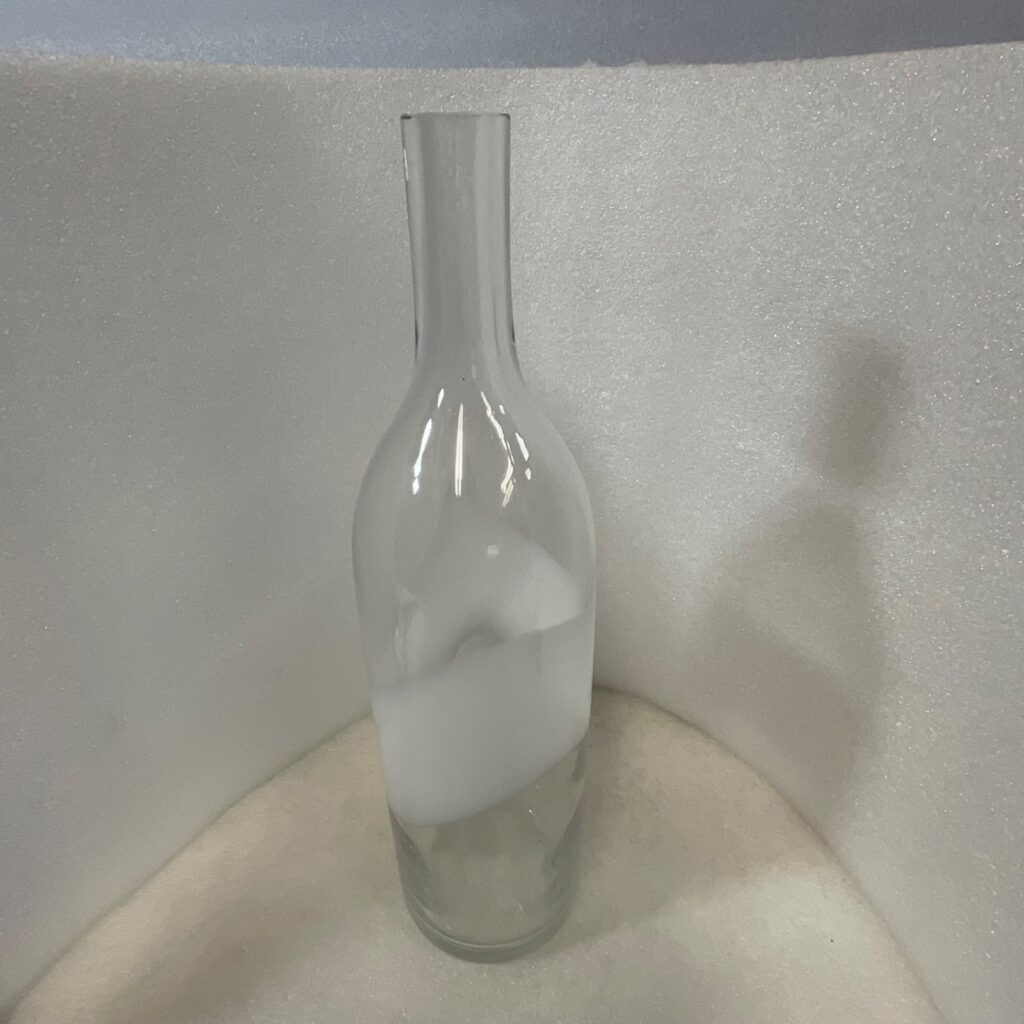Hand Blown Clear Glass Bottle Vase White Swirl 11in - Image 1