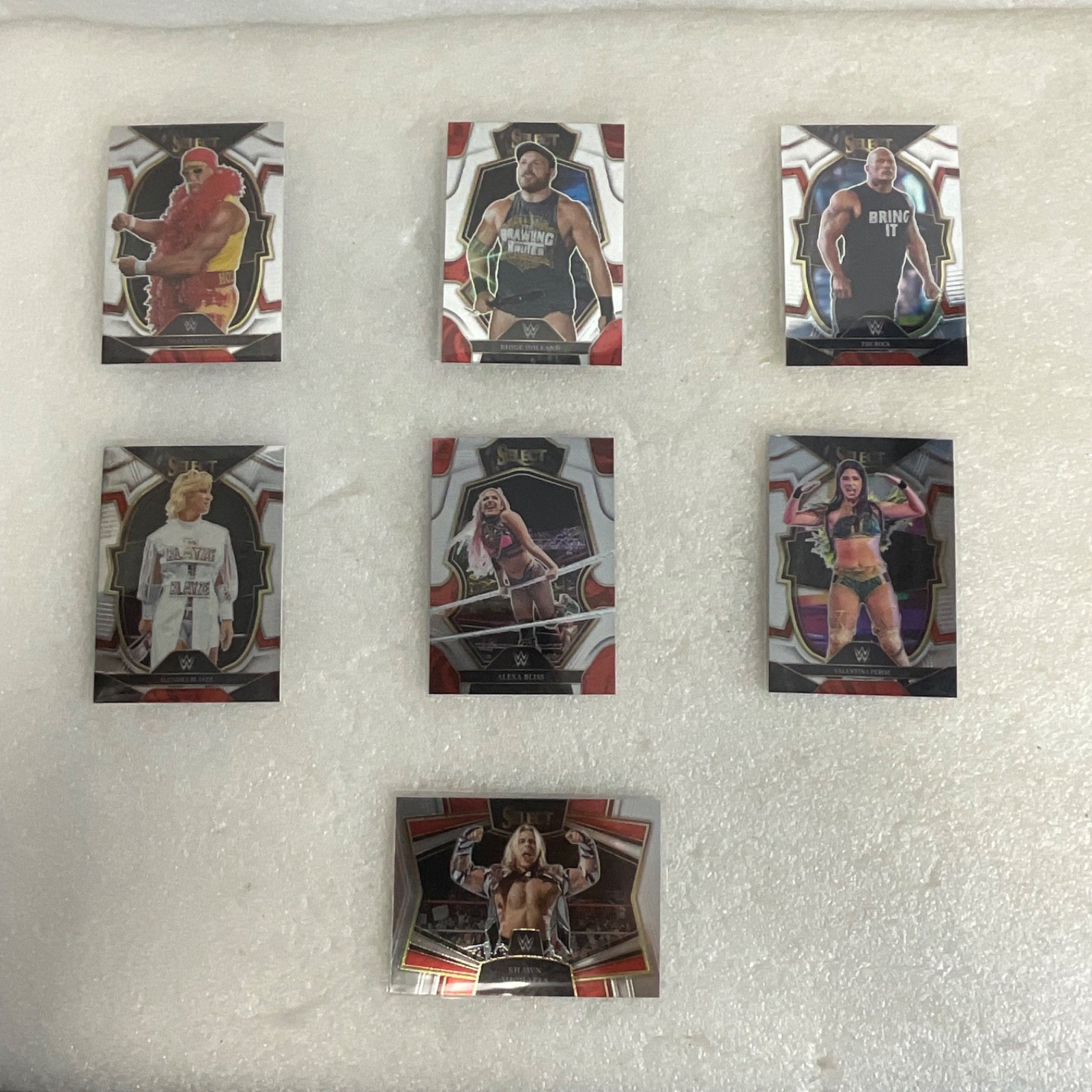2023 Panini Select WWE Red Blue Prizm 7 Card Lot Hulk Hogan The Rock Michaels - Image 1