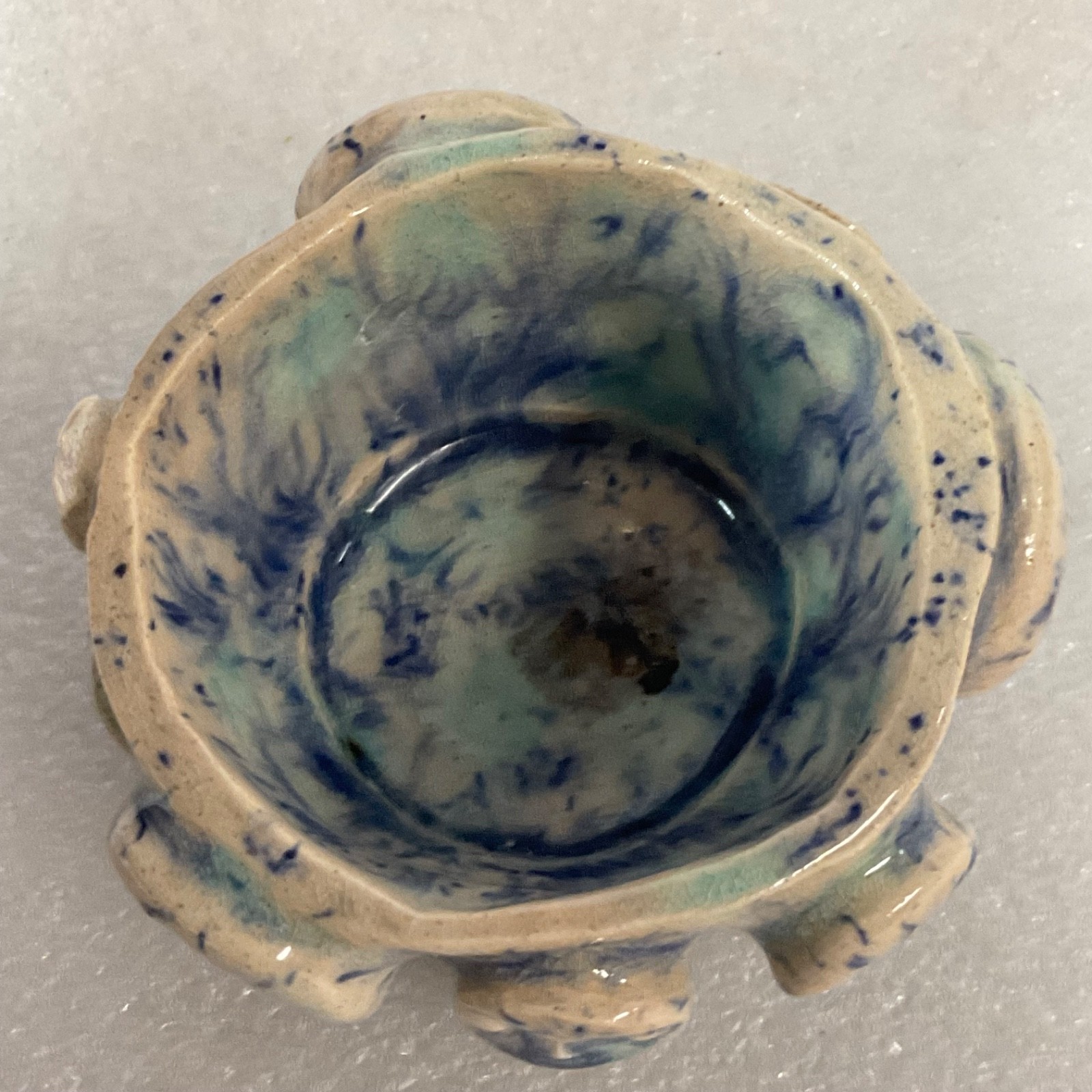 Signed Studio Ceramic Incense Bowl Face Motif 2.75in - Image 4