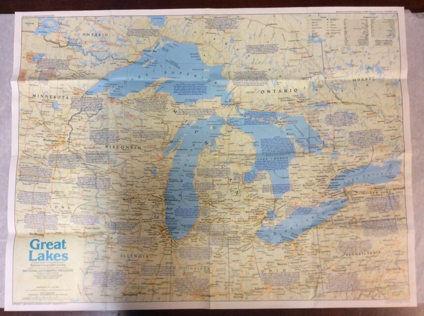 The Great Lakes Map 1987 The National Geographic Society OldPaperMapsCom - Image 1